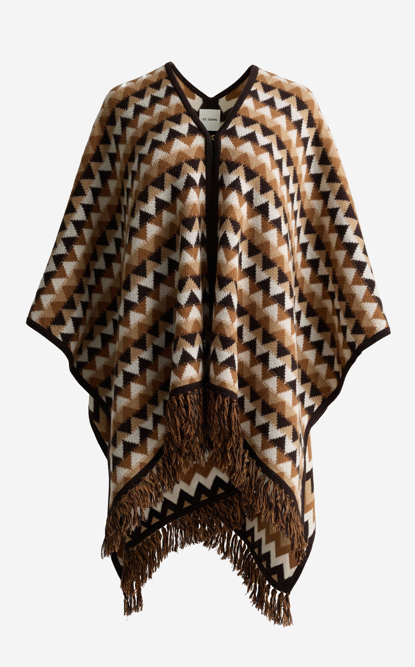 Cape In Chevron Wool Blend Knit