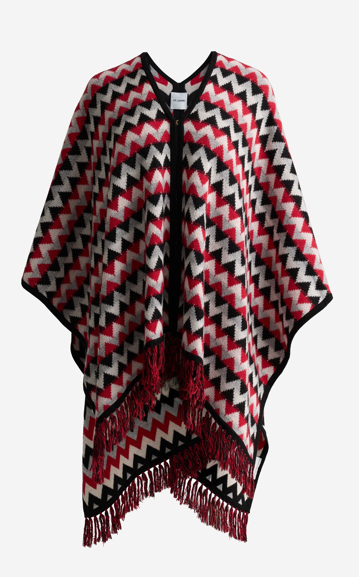 Cape In Chevron Wool Blend Knit