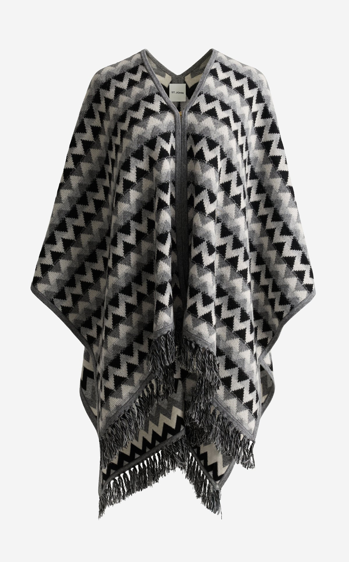 Cape In Chevron Wool Blend Knit