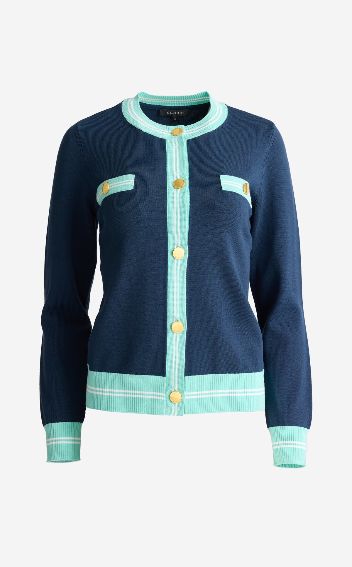 Contrast Crewneck Cardigan
