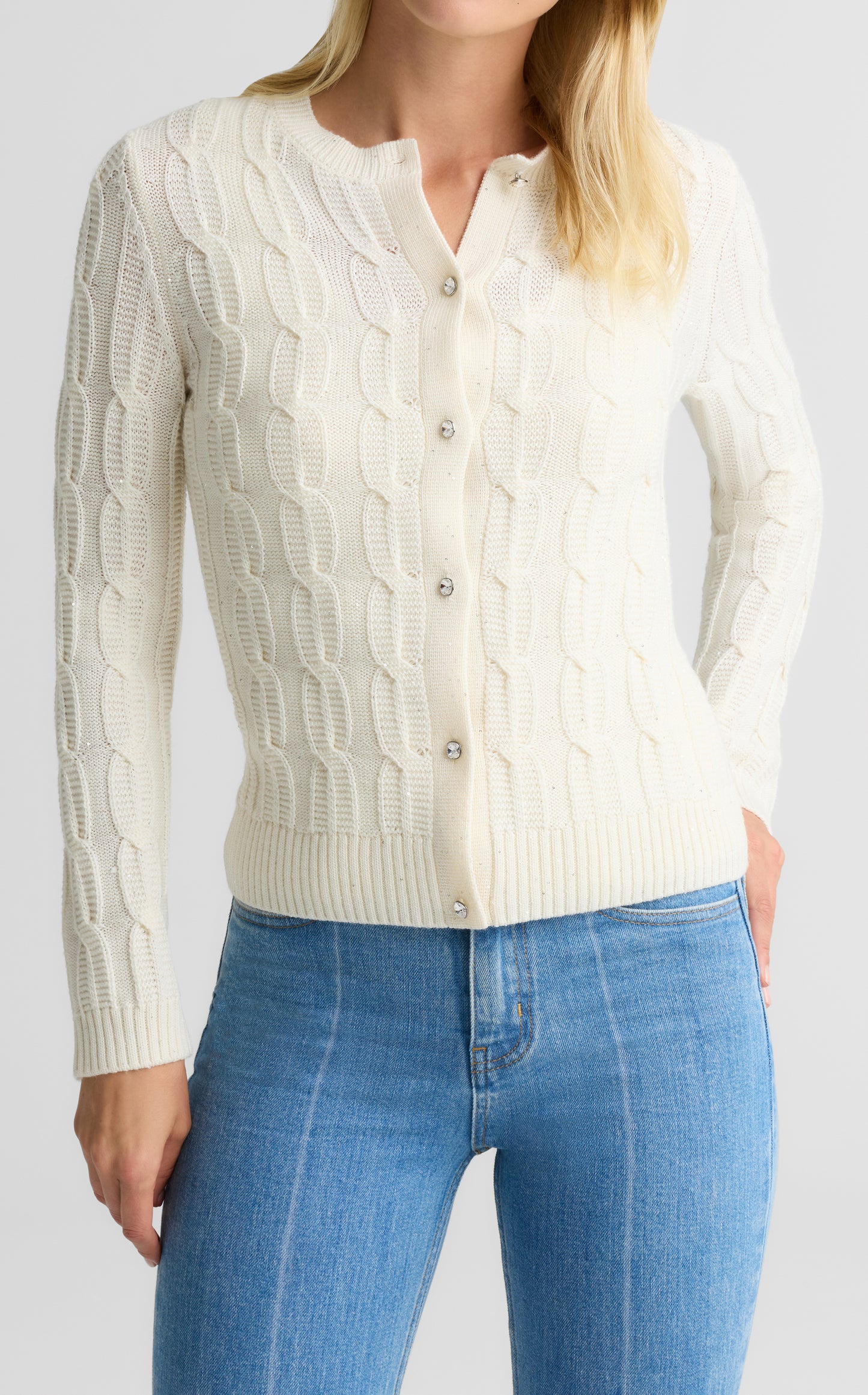 Dawn Cardigan In Merino Blend Cable Knit