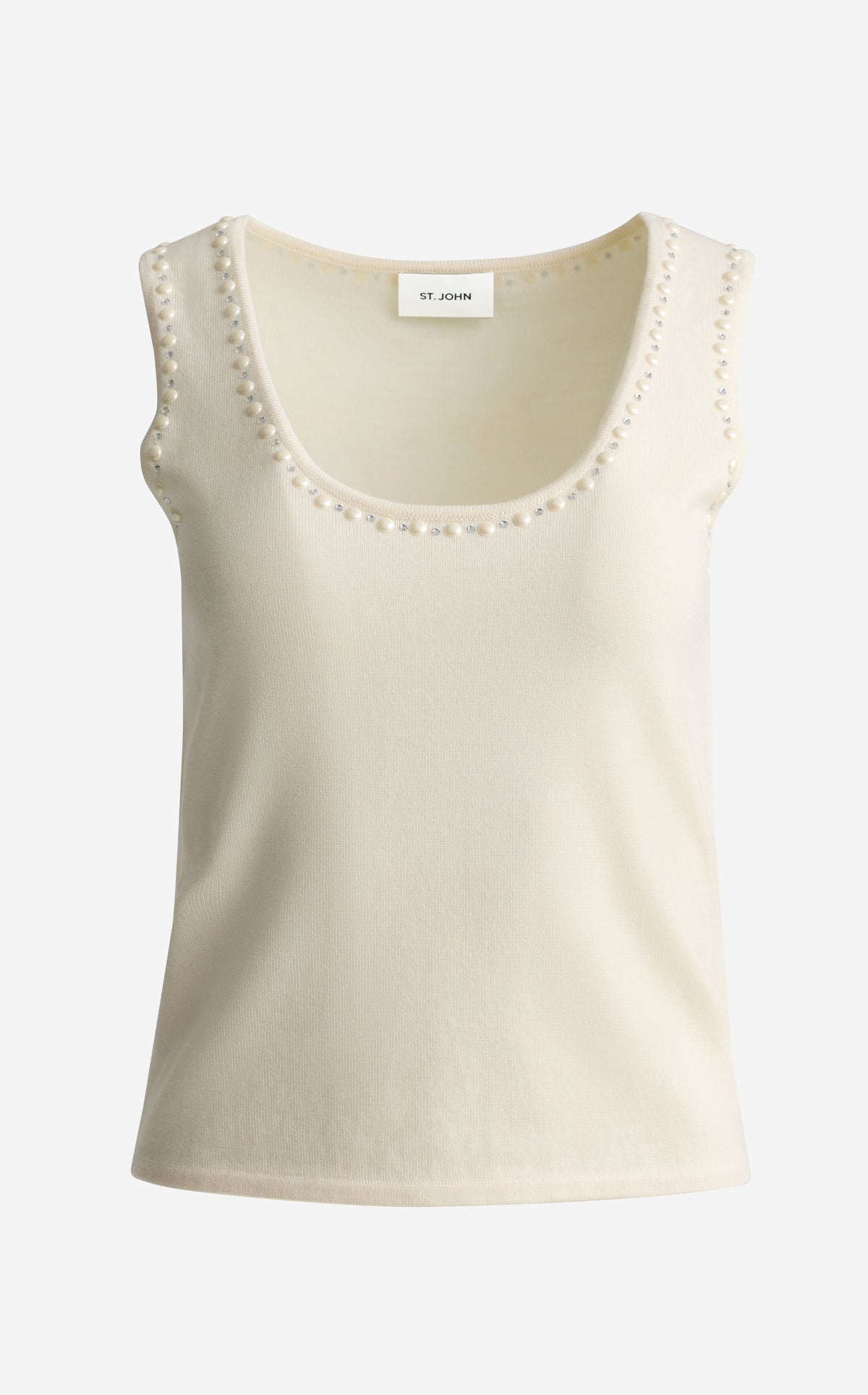 Shell In Merino Knit With Pearls