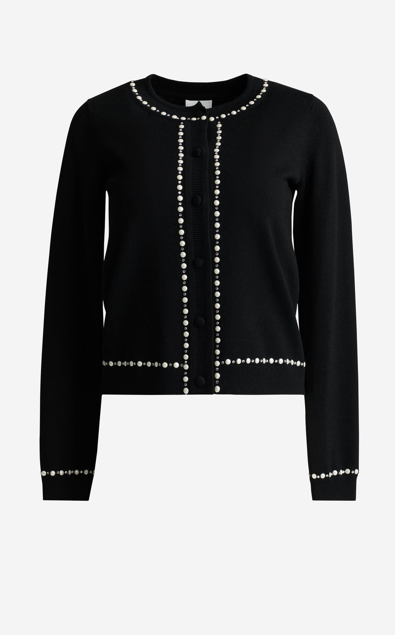Cardigan In Merino Knit With Pearls
