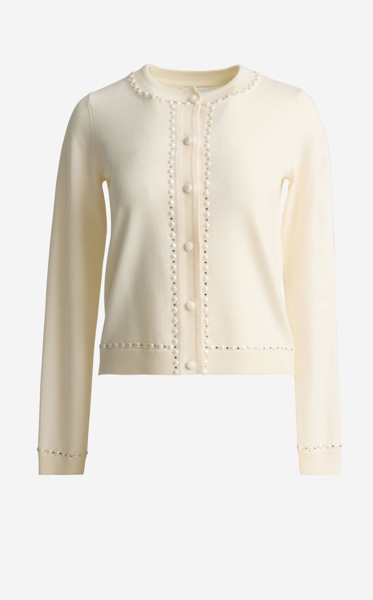Cardigan In Merino Knit With Pearls