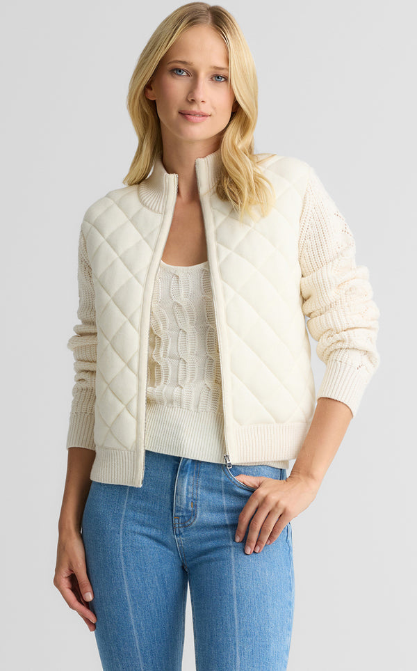 Lorianne Jacket In Merino Blend Quilted Cable