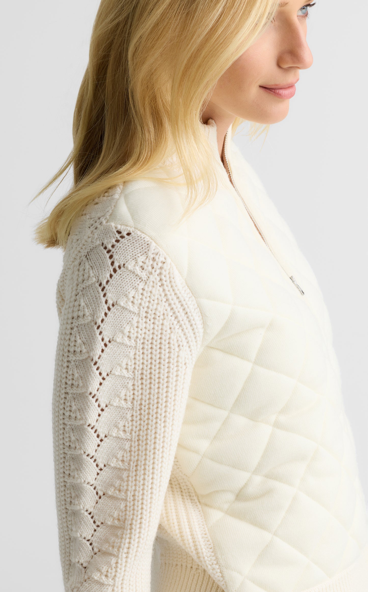 Lorianne Jacket In Merino Blend Quilted Cable