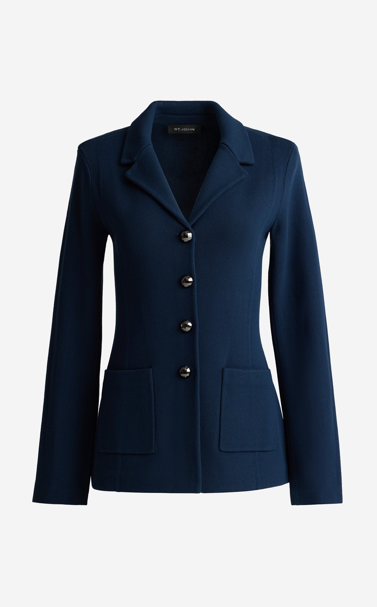 Four-Button Collared Knit Jacket