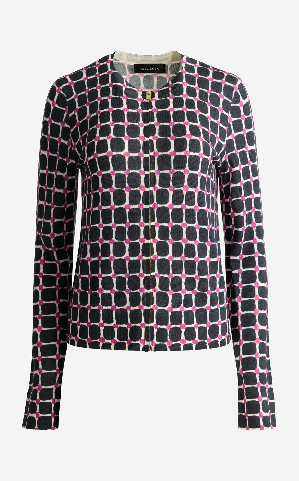 Printed Knit Crewneck Jacket