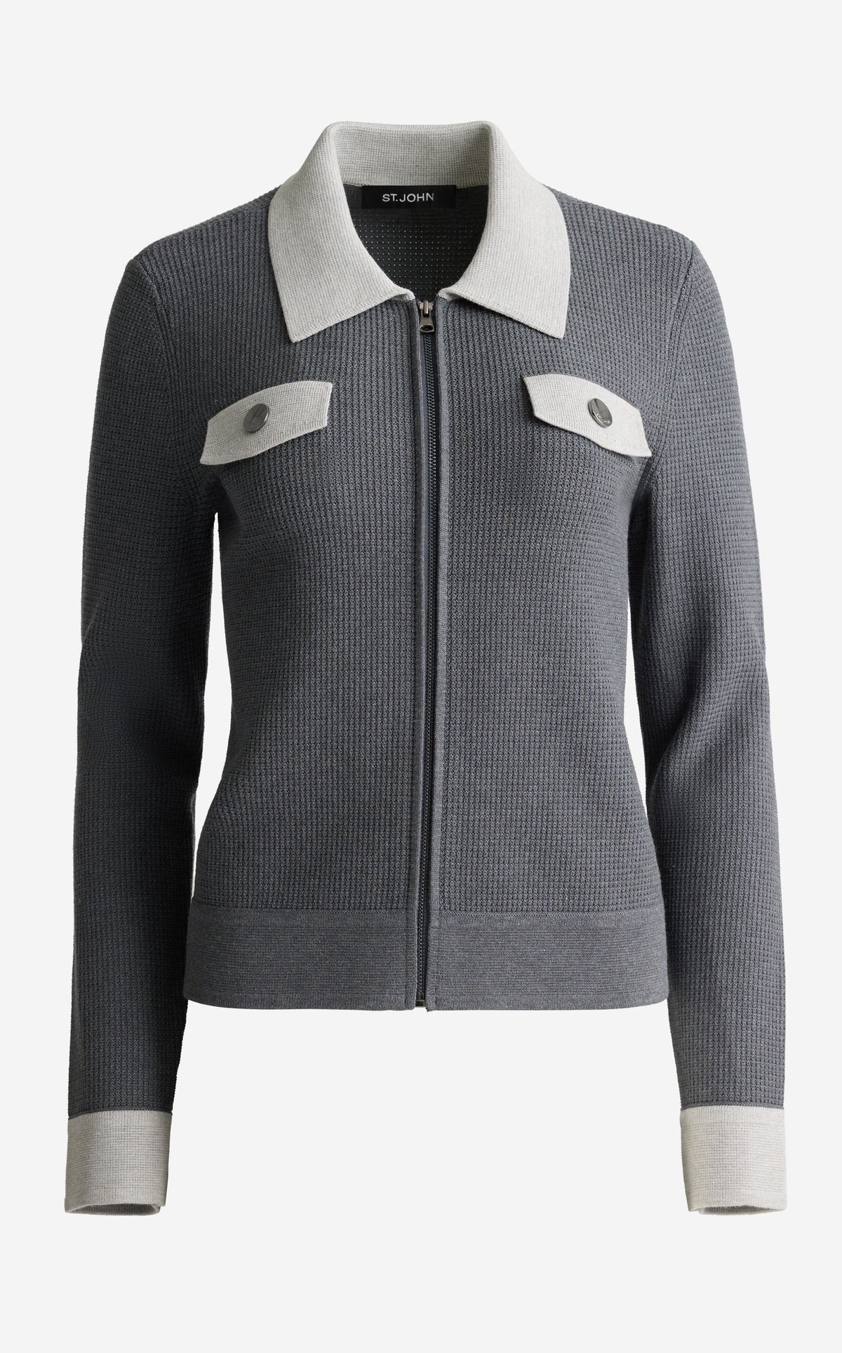 Collared Piqué Knit Jacket