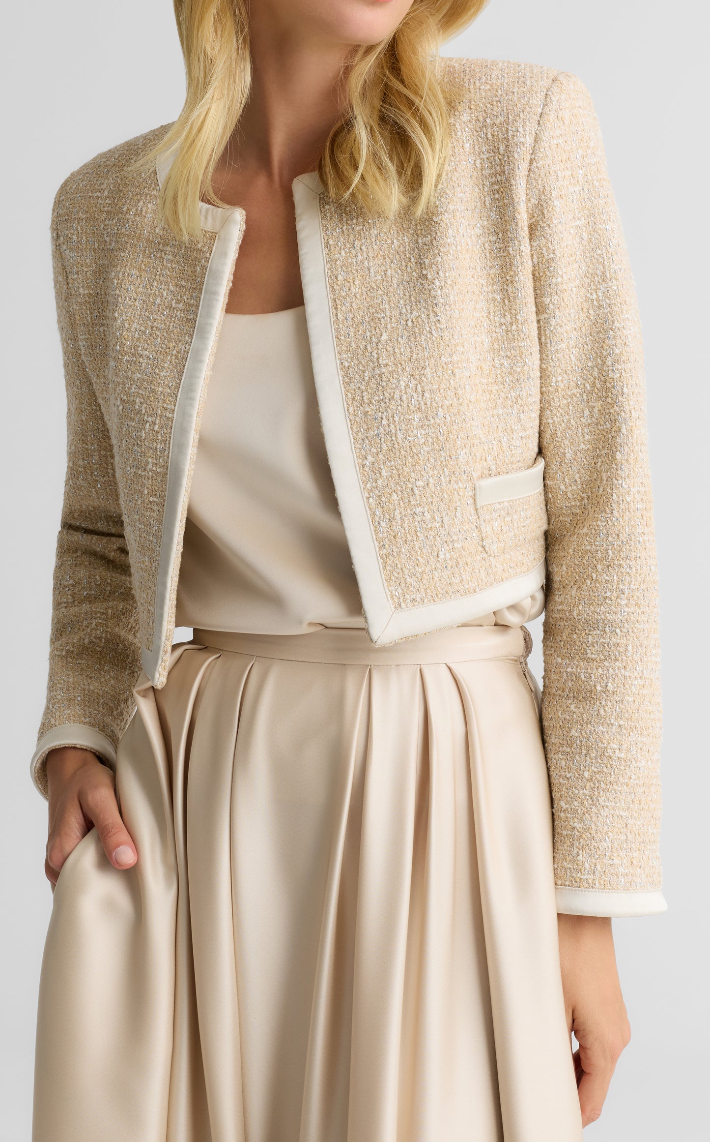 Carrie Jacket In Satin Framed Arcadia Tweed