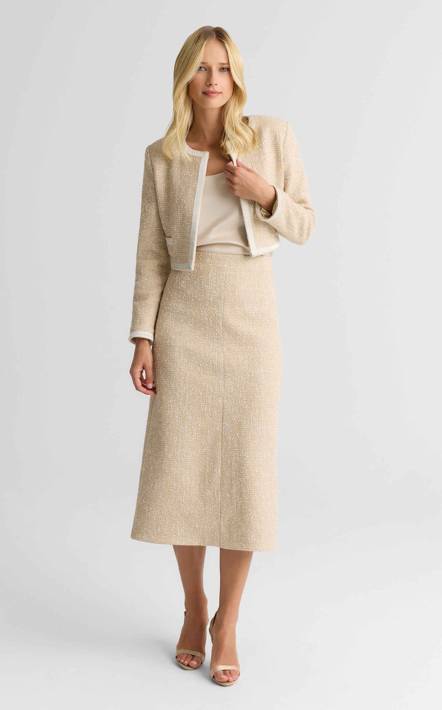 Carrie Jacket In Satin Framed Arcadia Tweed