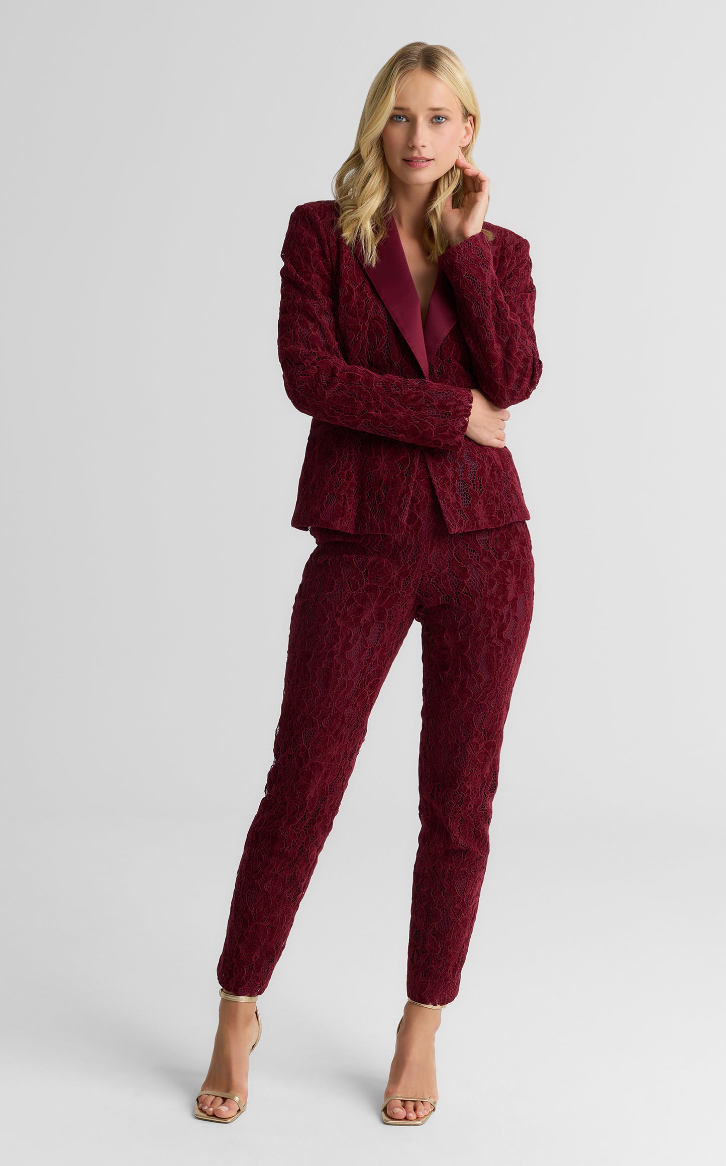 Paige Single Button Jacket In Velvet Floral Lace