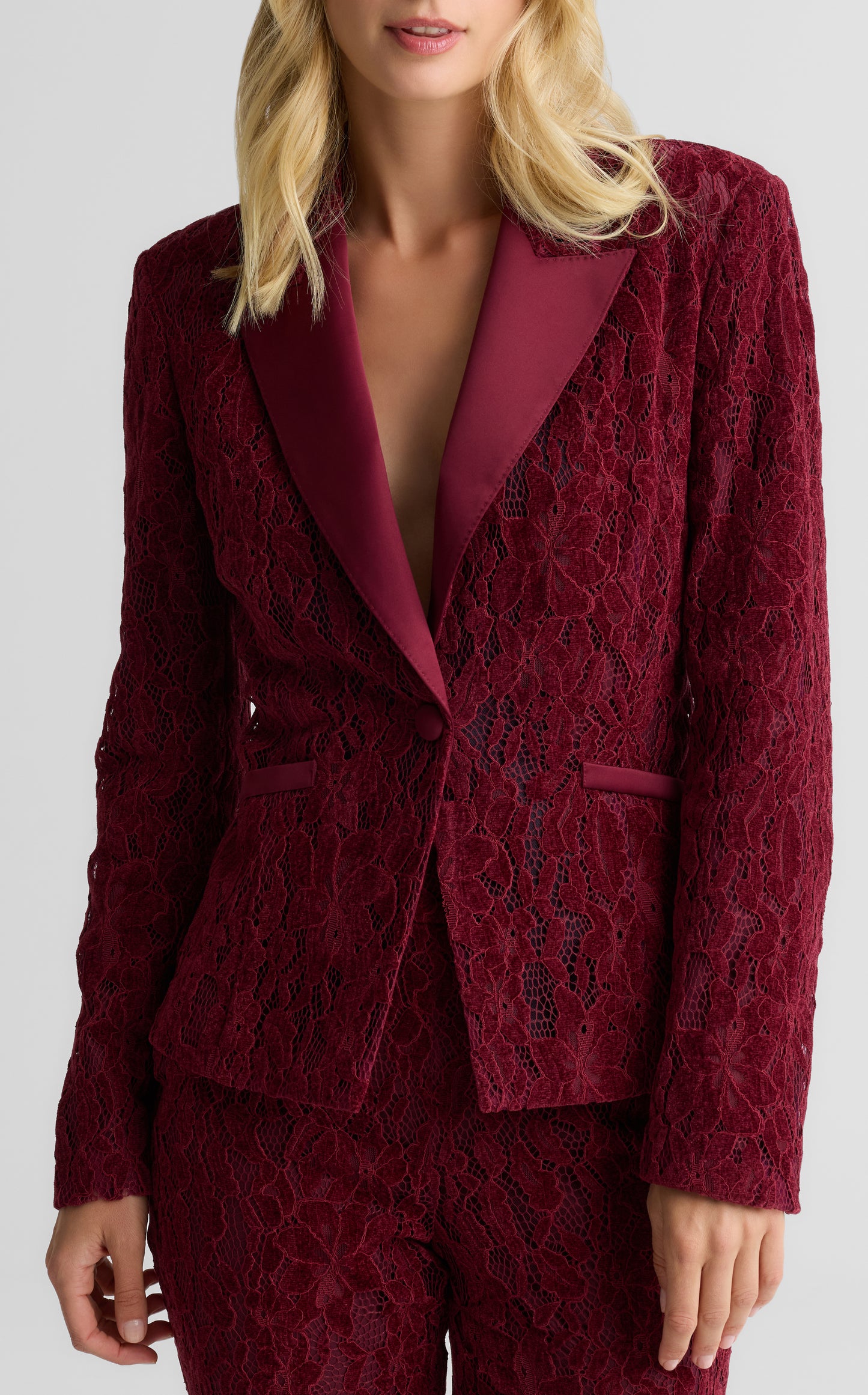 Paige Single Button Jacket In Velvet Floral Lace