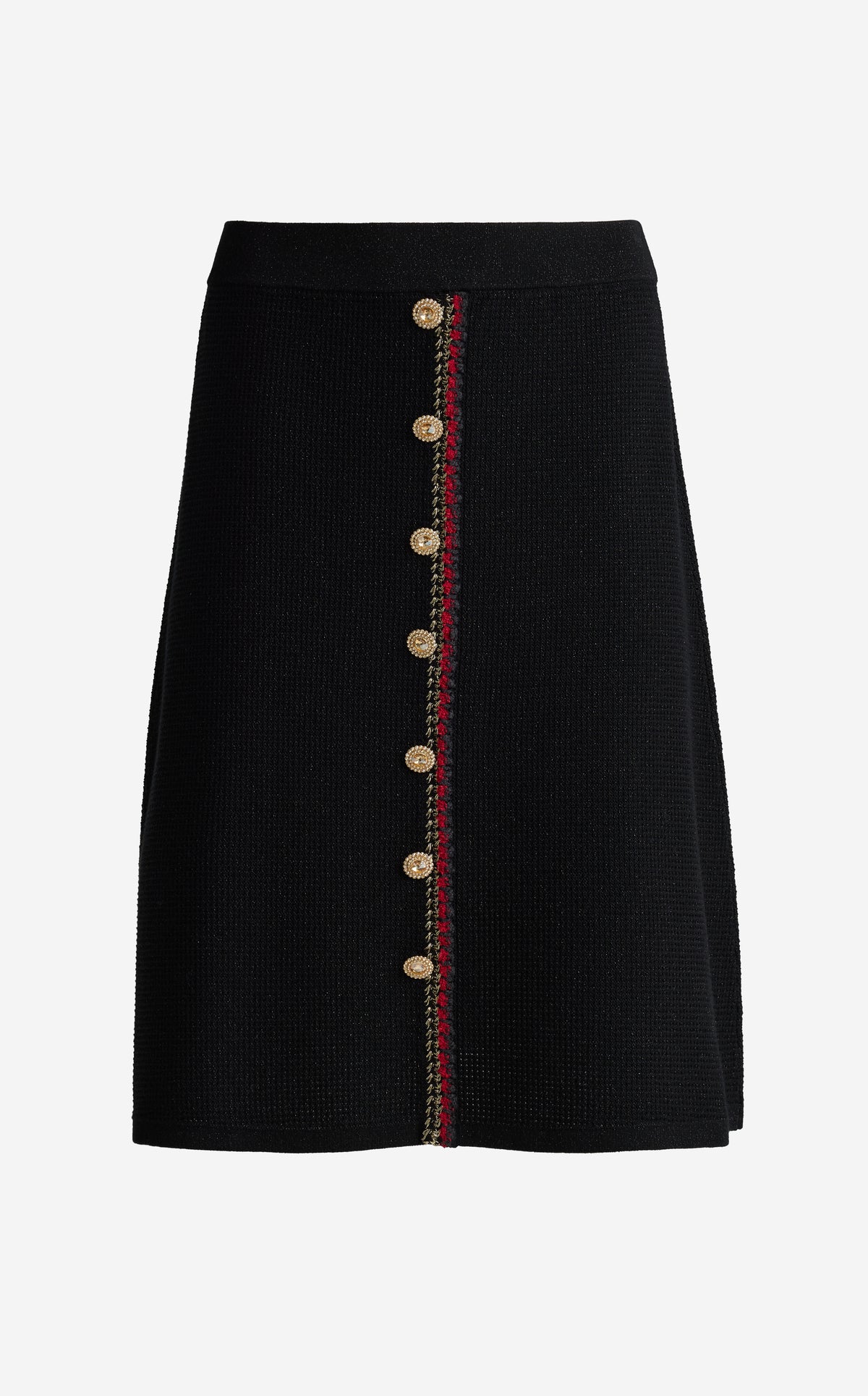 Trimmed Piqué A-Line Skirt