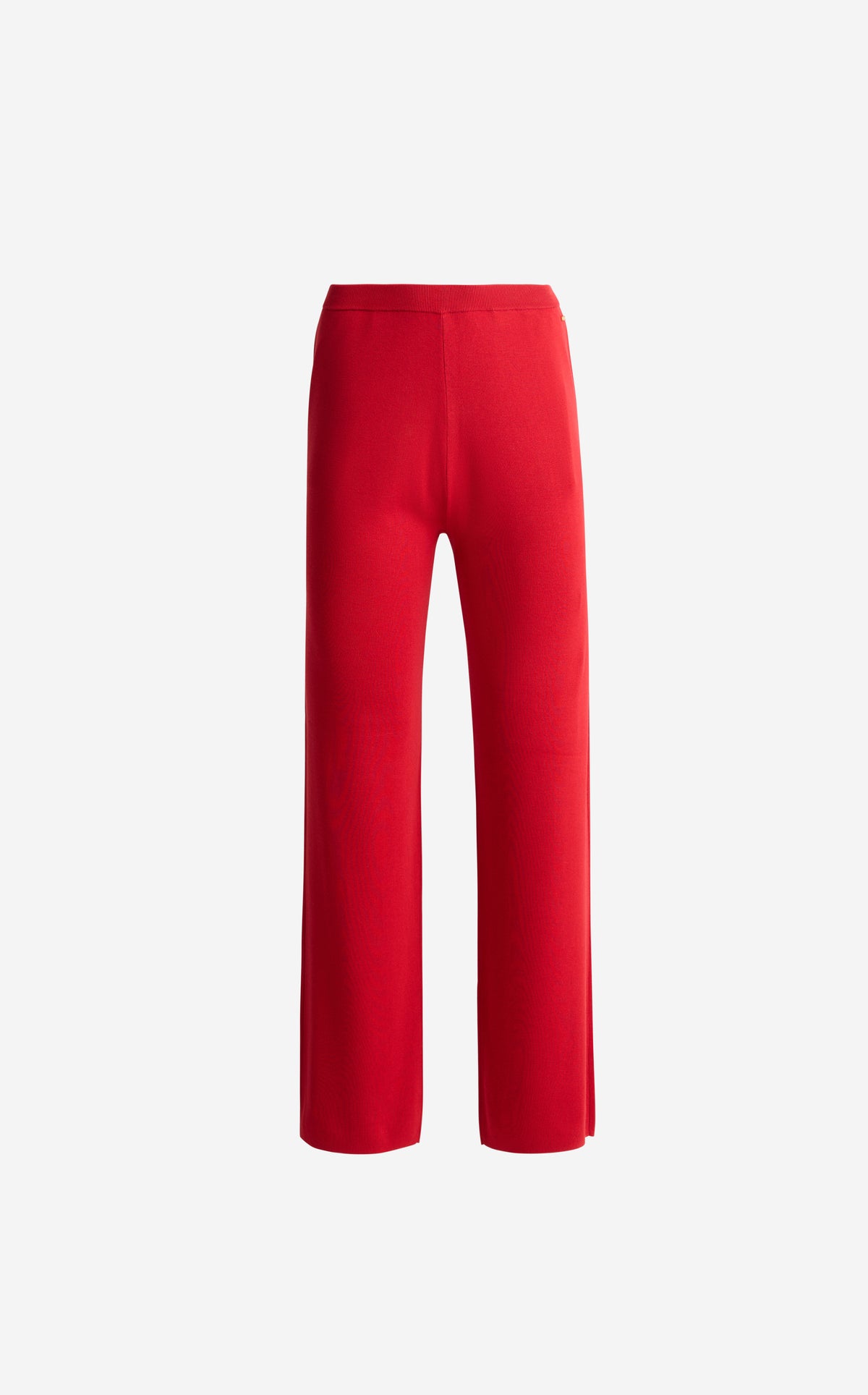 Ribbed Waist Wide-Leg Pants