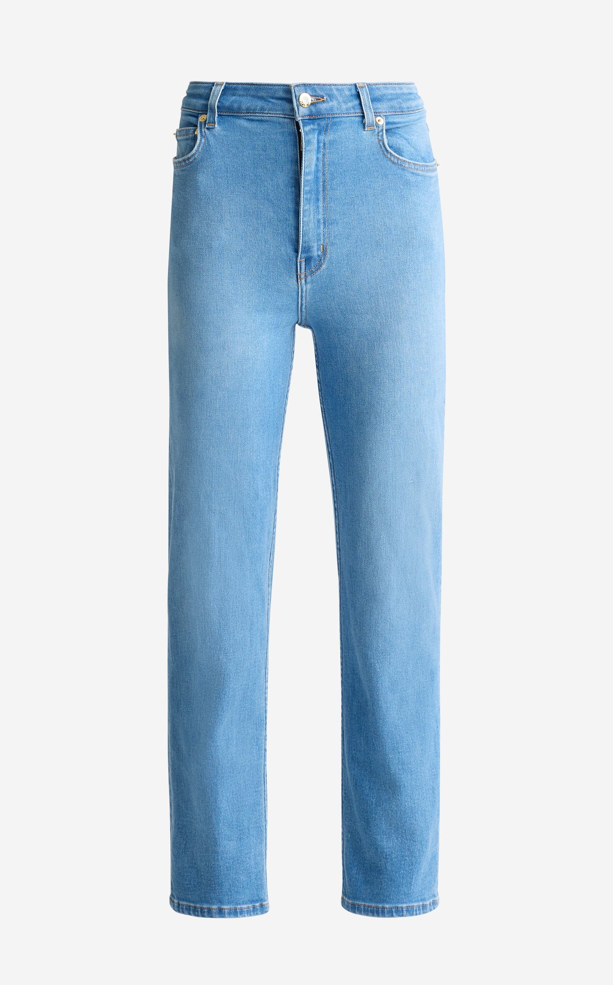 Stretch Denim Straight-Leg Jeans