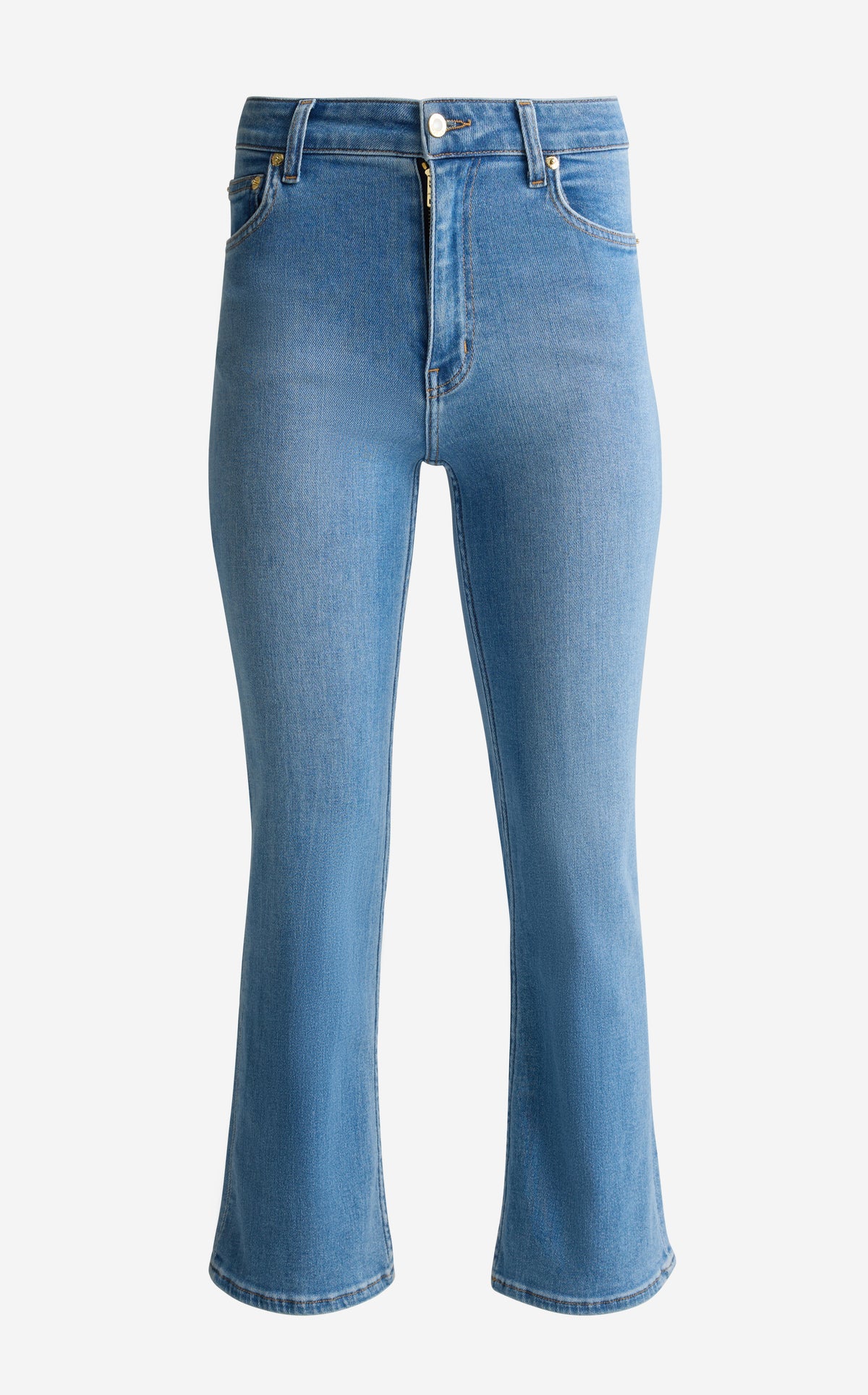 Cropped Stretch Denim Flare Jeans