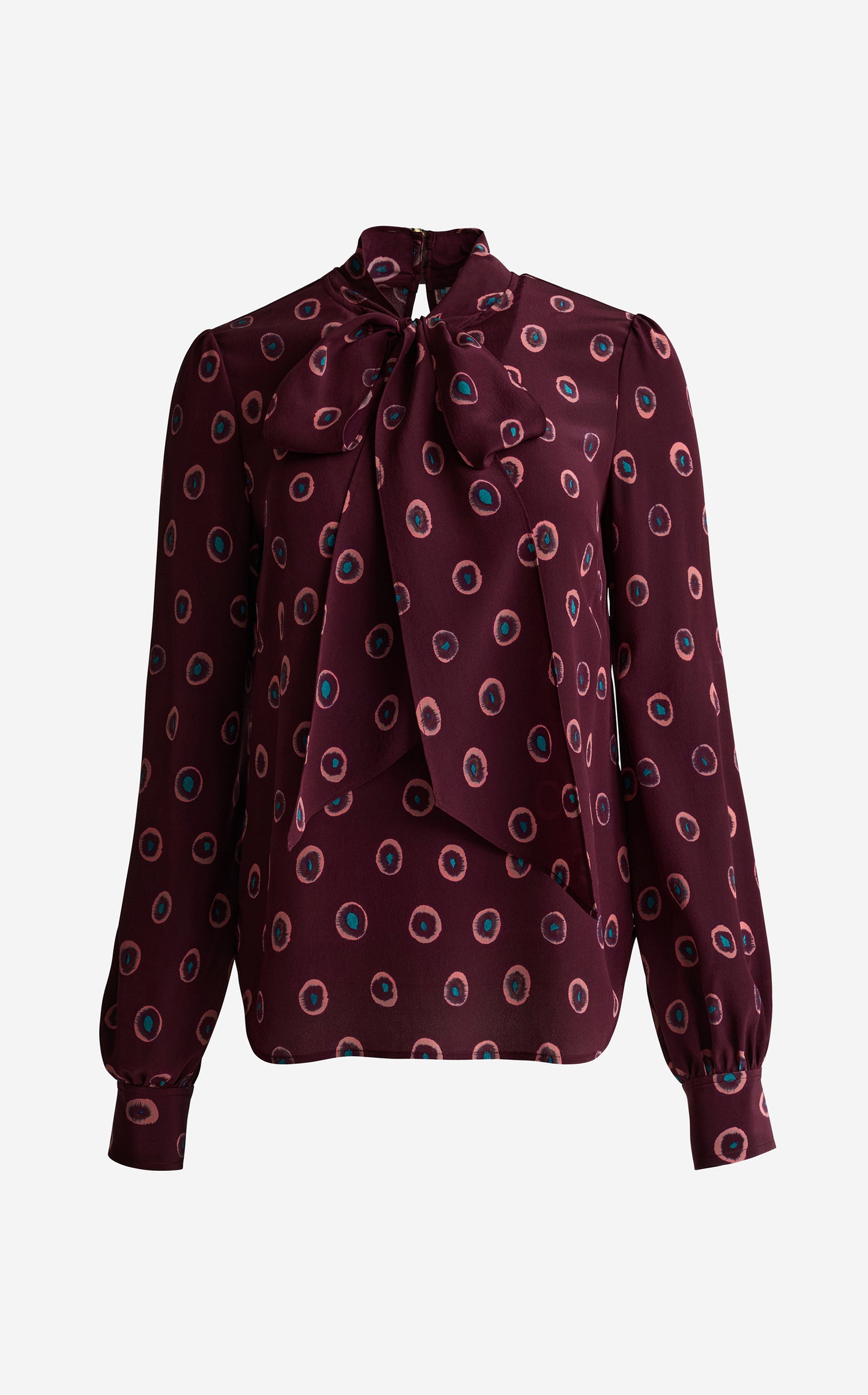 Hannah Bow Blouse In Abstract Ink Print