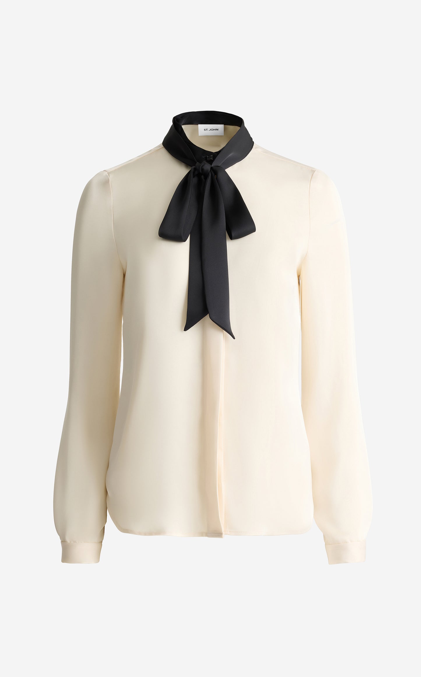 Hannah Neck Tie Blouse In Lightweight Liquid Satin