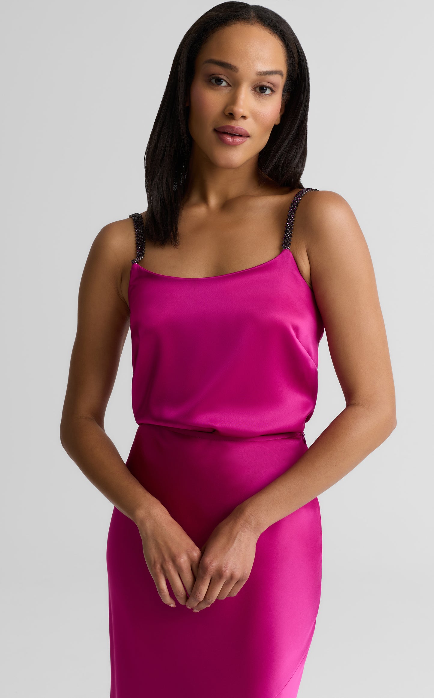 Alice Cami In Liquid Satin With Rhinestone Straps