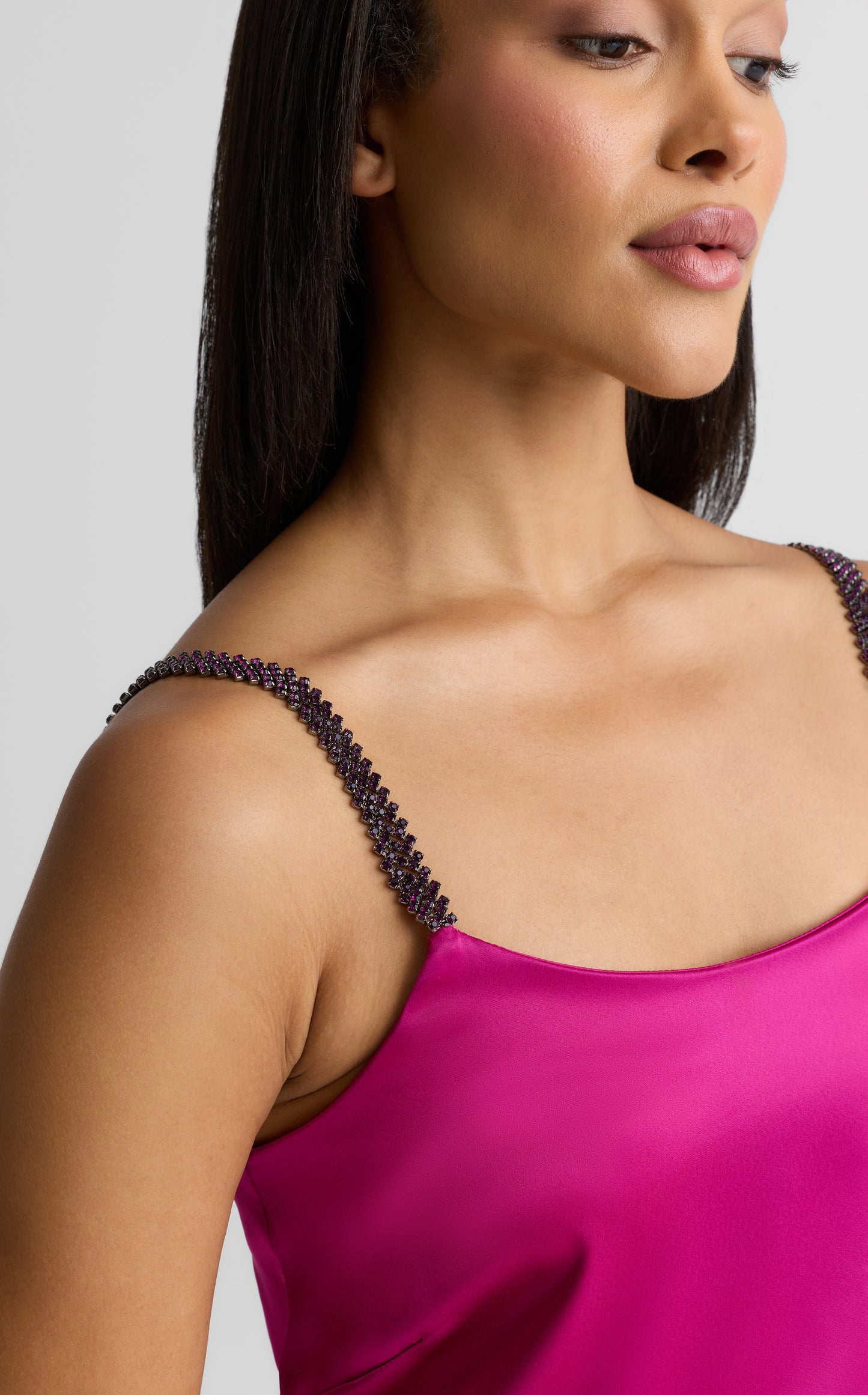 Alice Cami In Liquid Satin With Rhinestone Straps