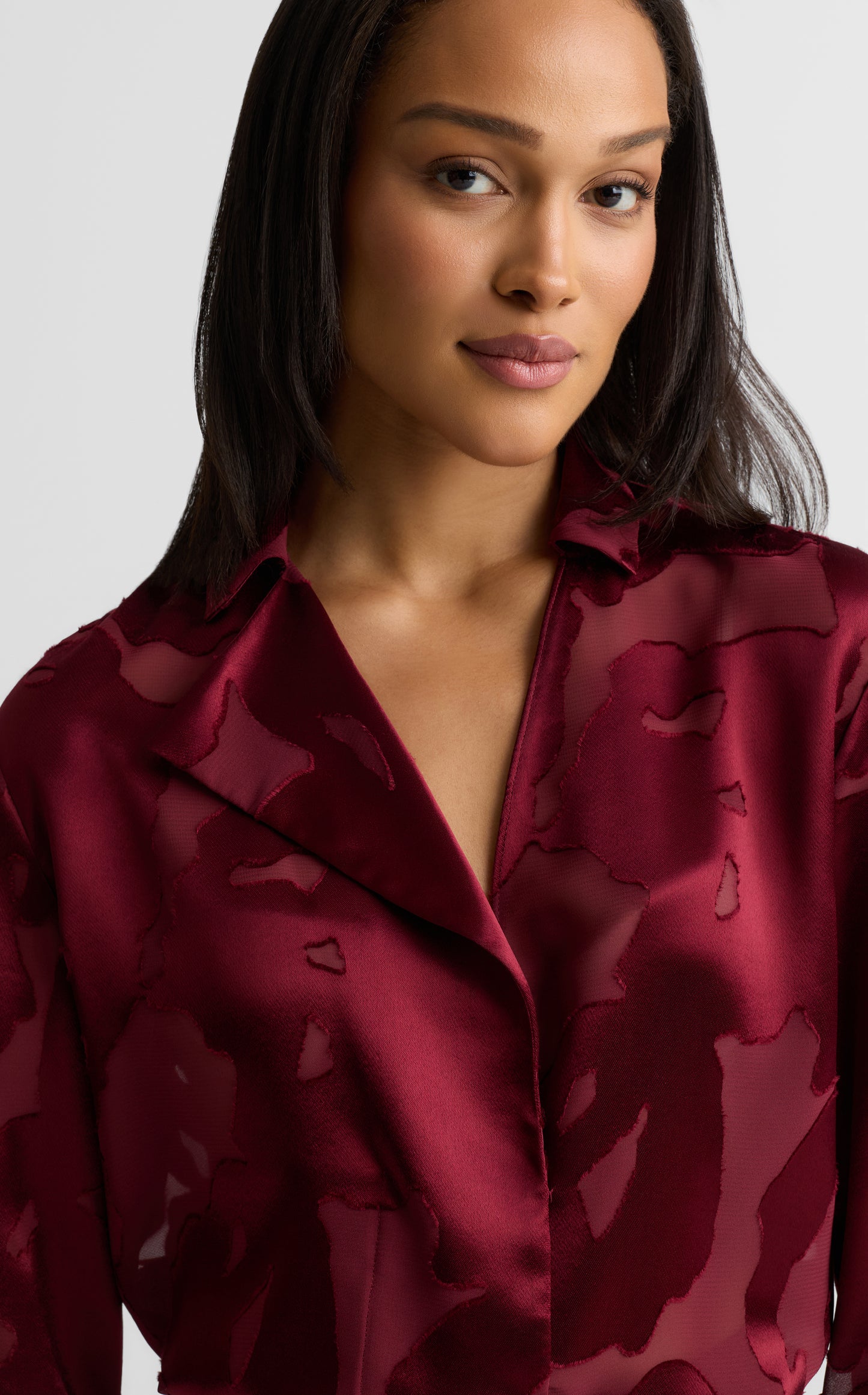 Candace Blouse In Satin Abstract Burnout