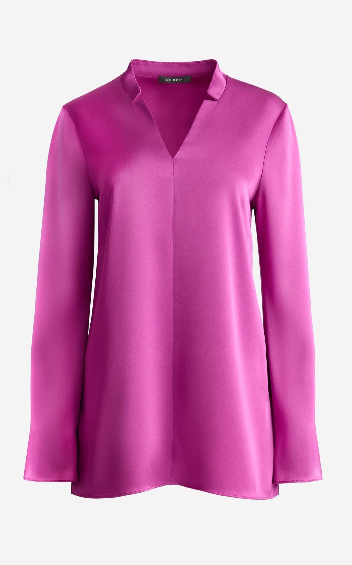 Notched V-Neck Satin Top