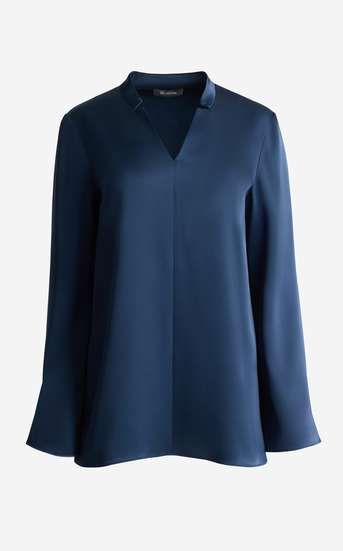 Notched V-Neck Satin Top