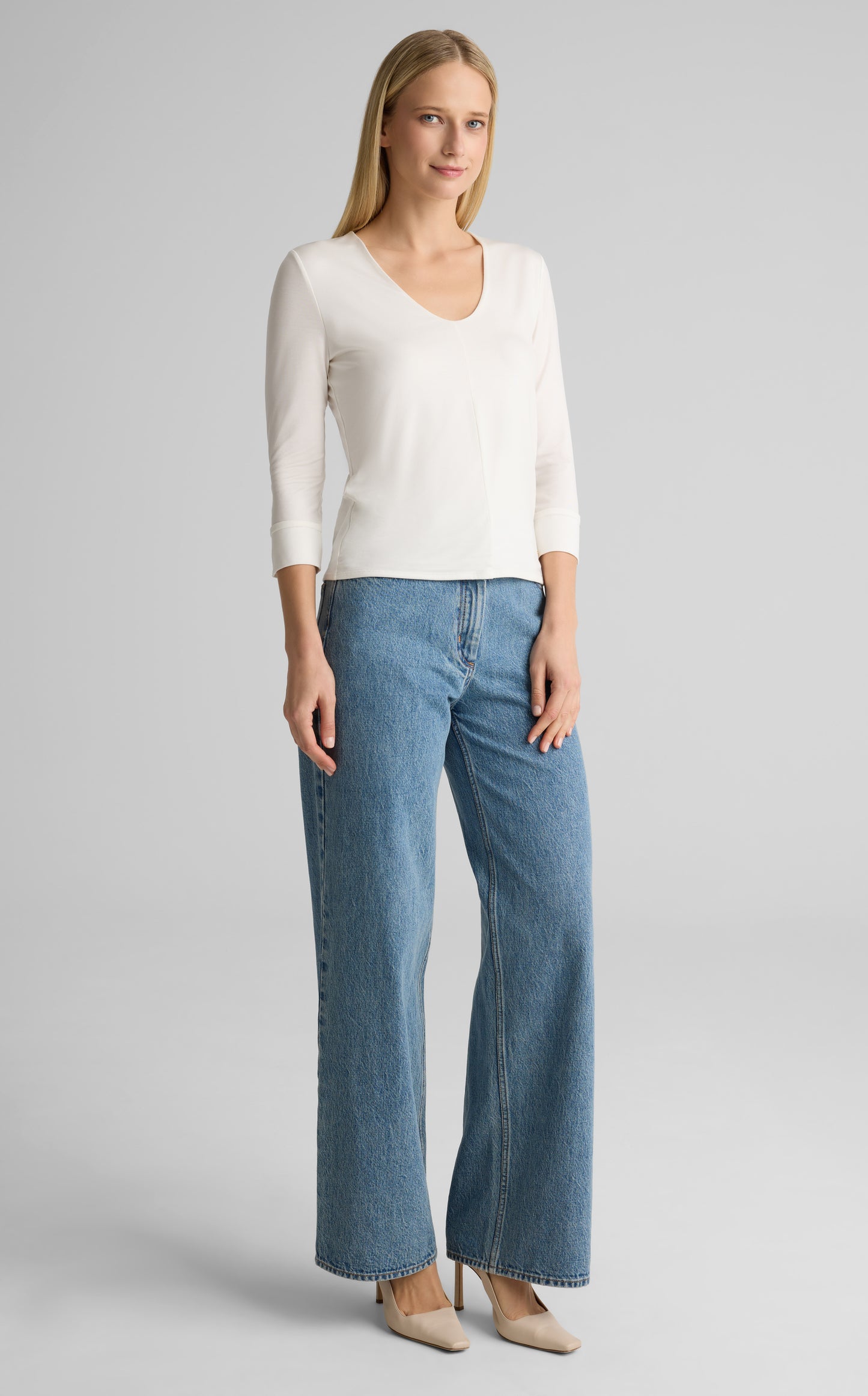 Polished Jersey V-Neck Top