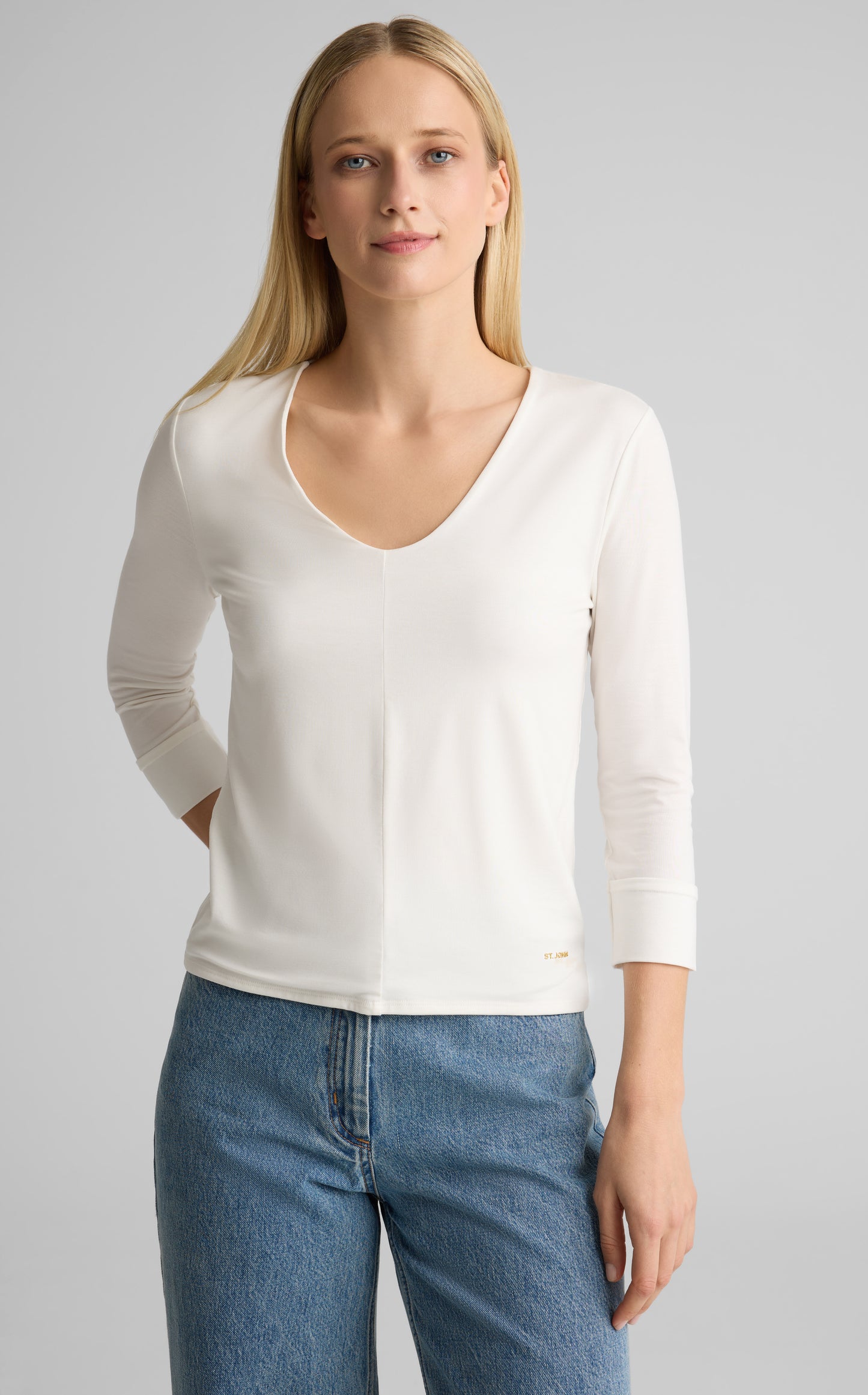 Polished Jersey V-Neck Top