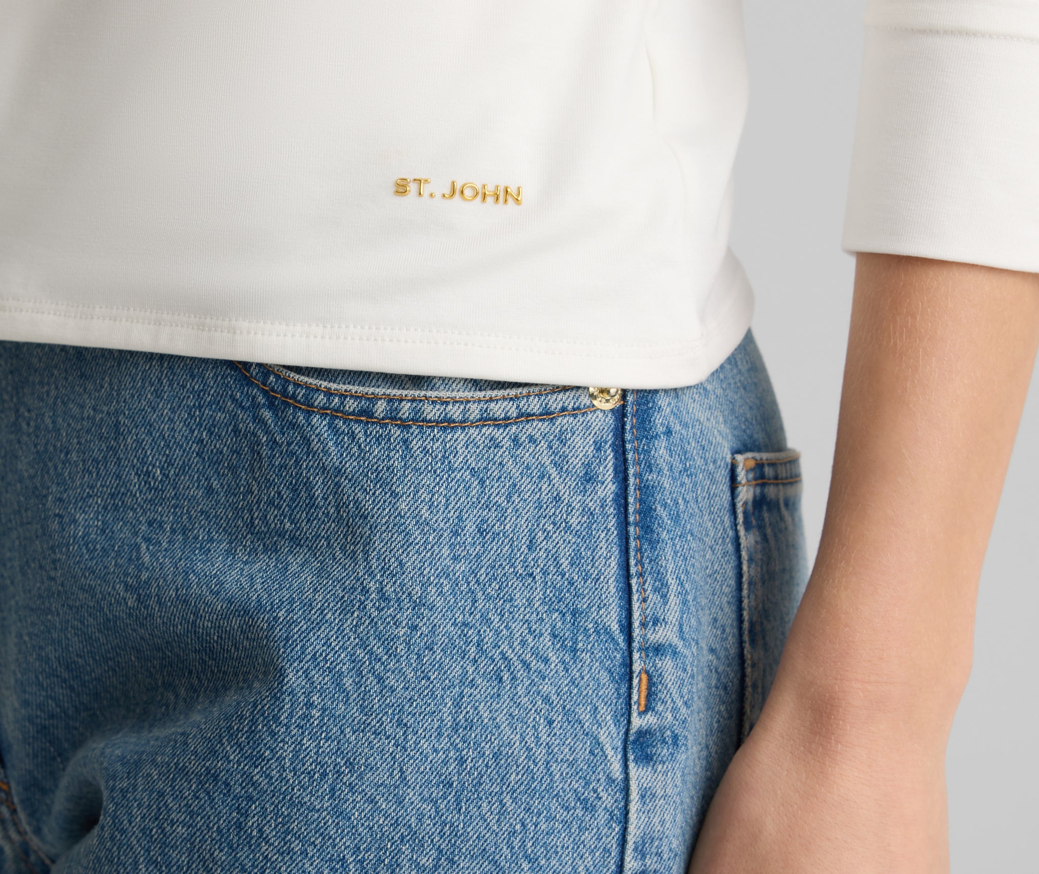 Polished Jersey VNeck Top St. John Knits