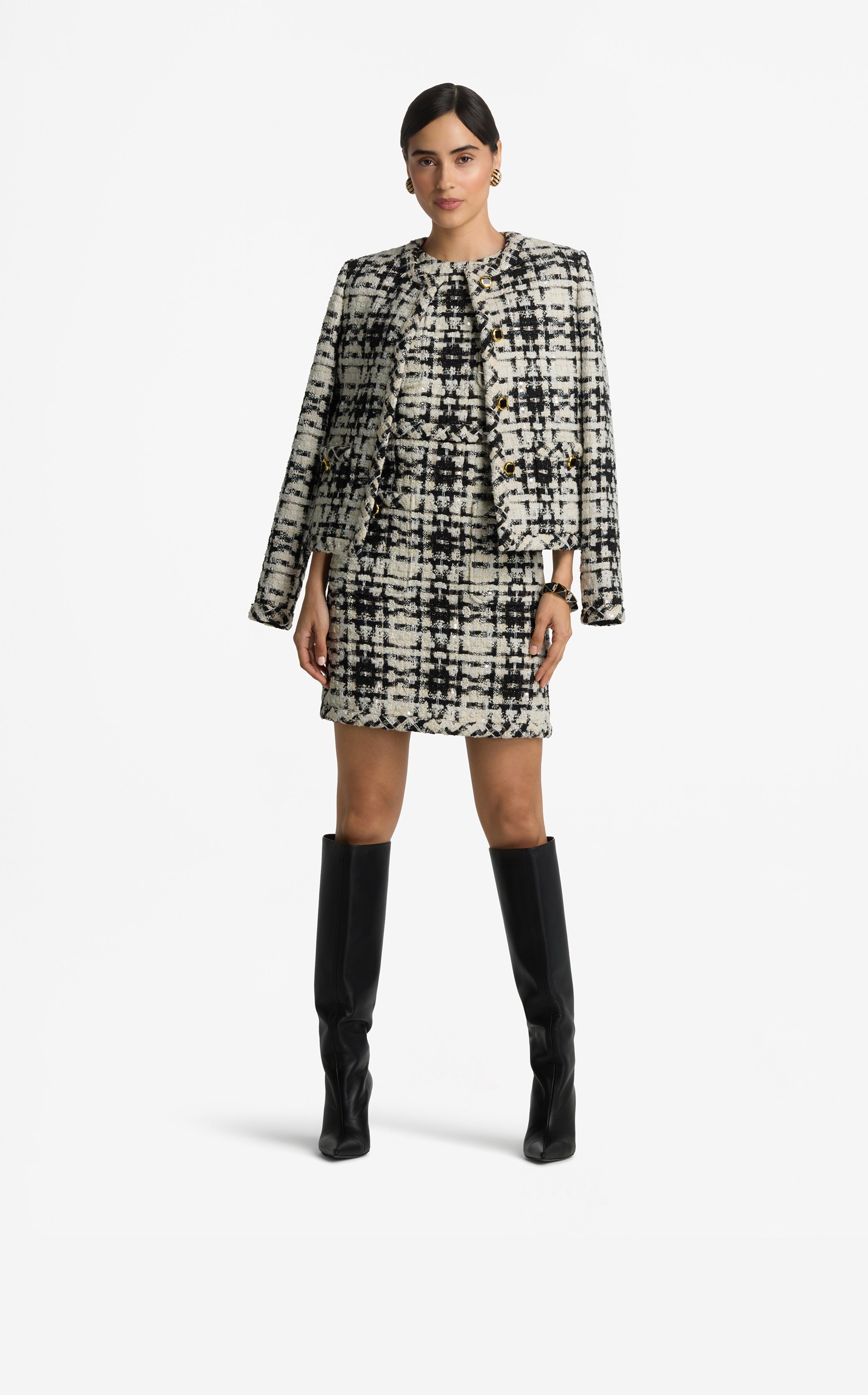 Eyelash Plaid Tweed Jacket – St. John Knits