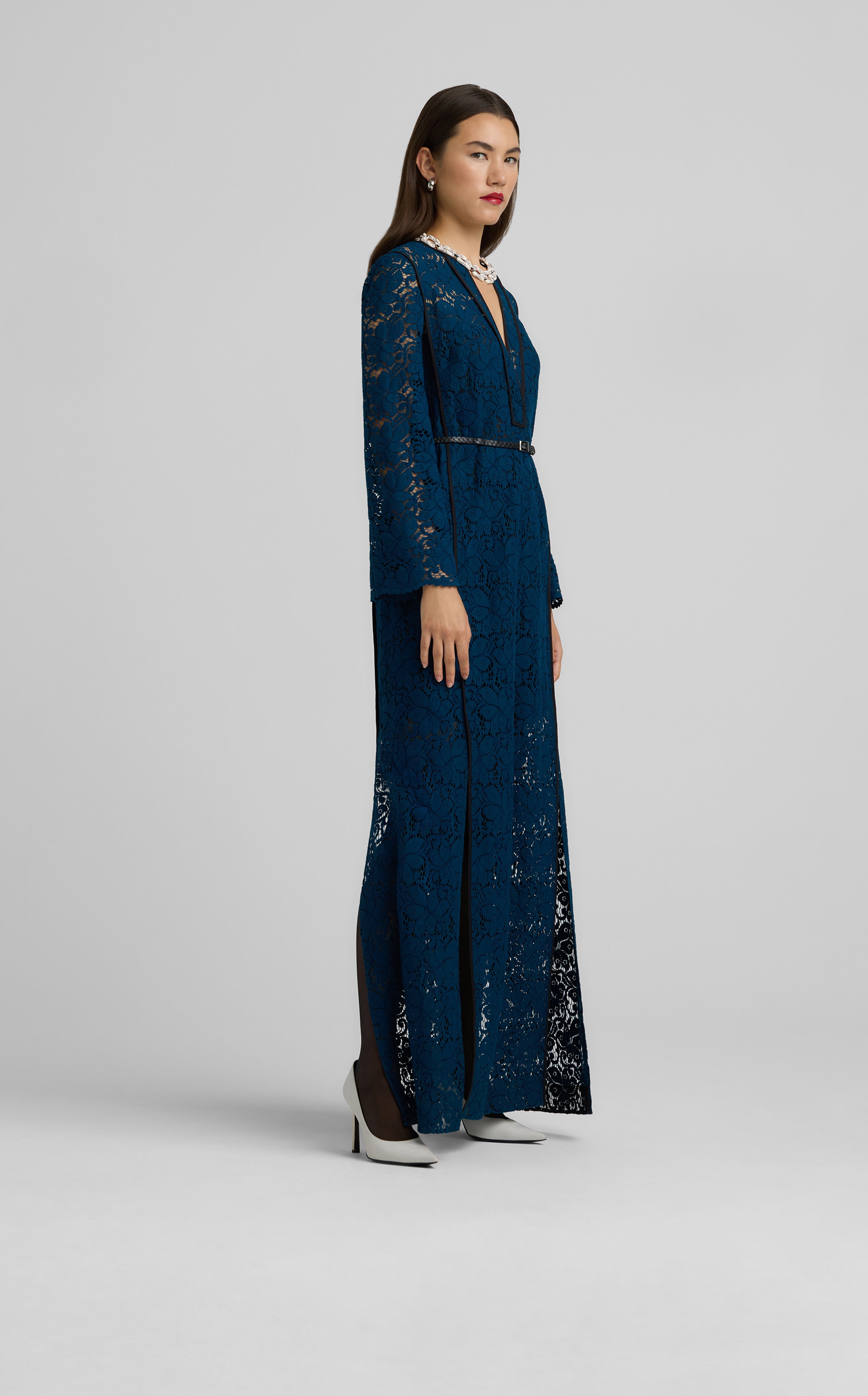 Long Sleeve Guipure Lace Gown – St. John Knits
