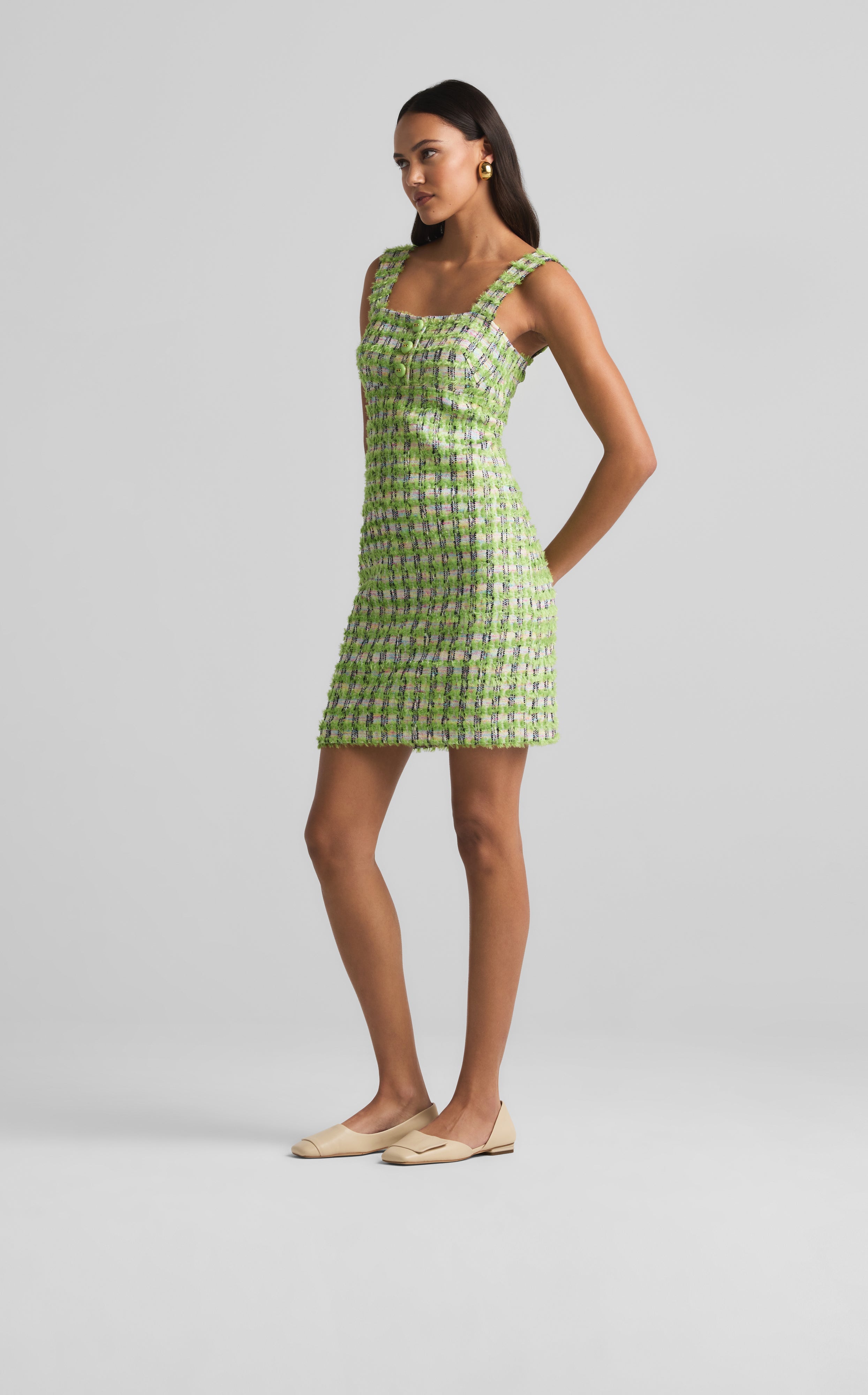 Eyelash Plaid Tweed Knit Dress – St. John Knits