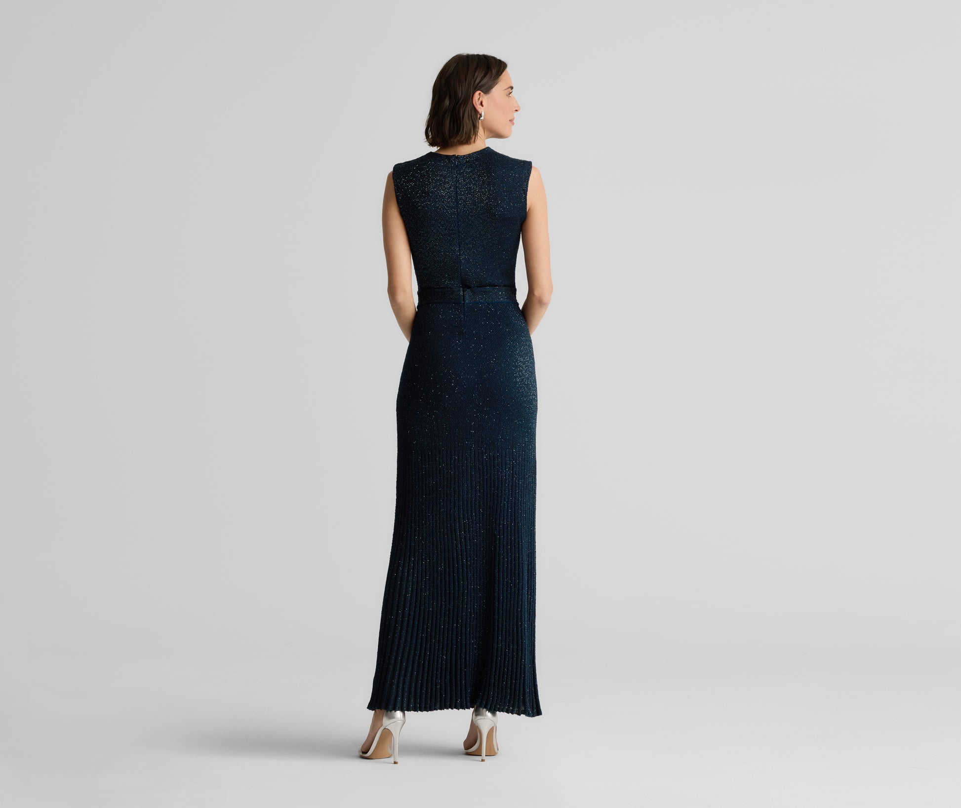 Cap Sleeve Sequin Knit Gown