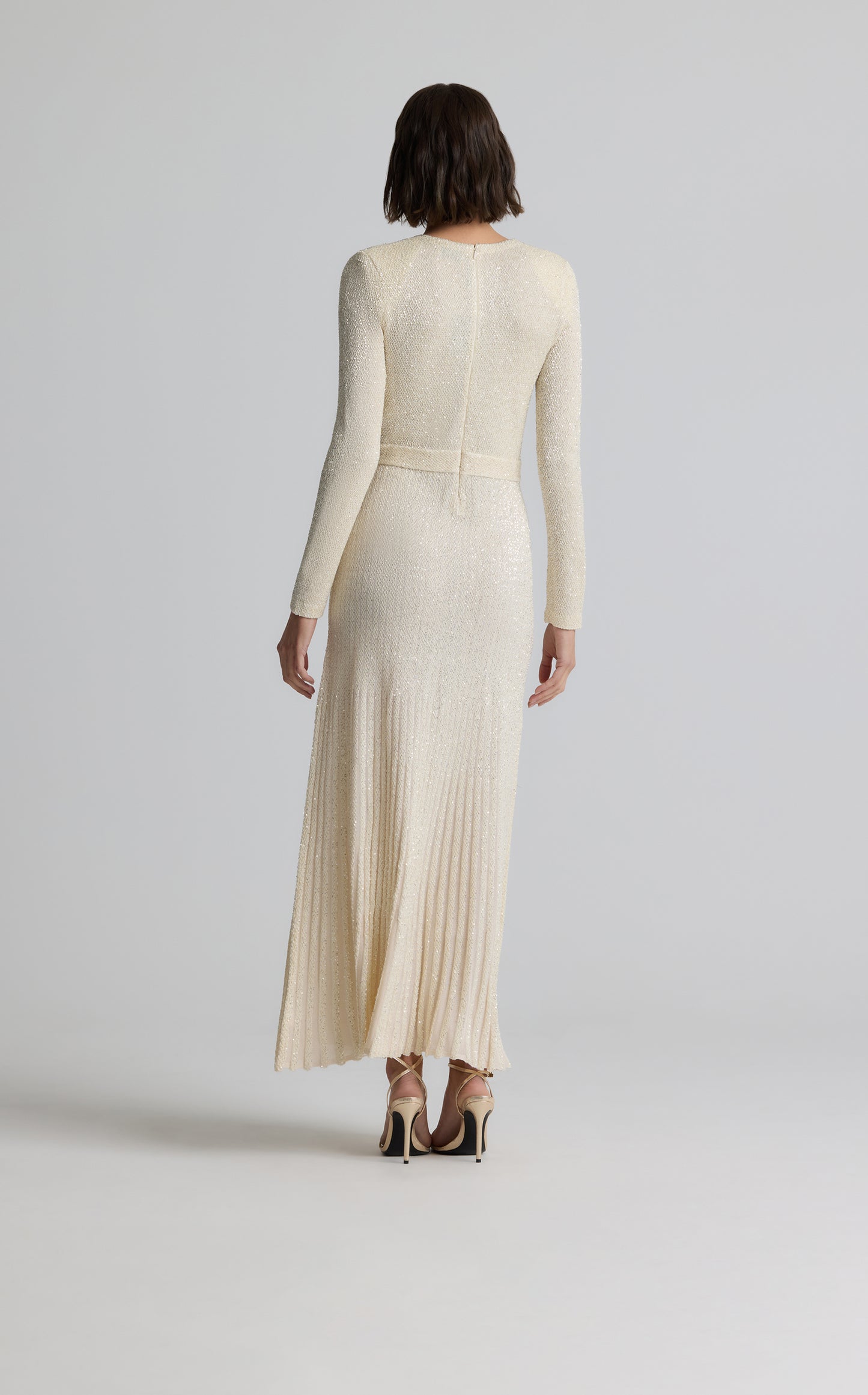 Pleated Sequin Knit Gown