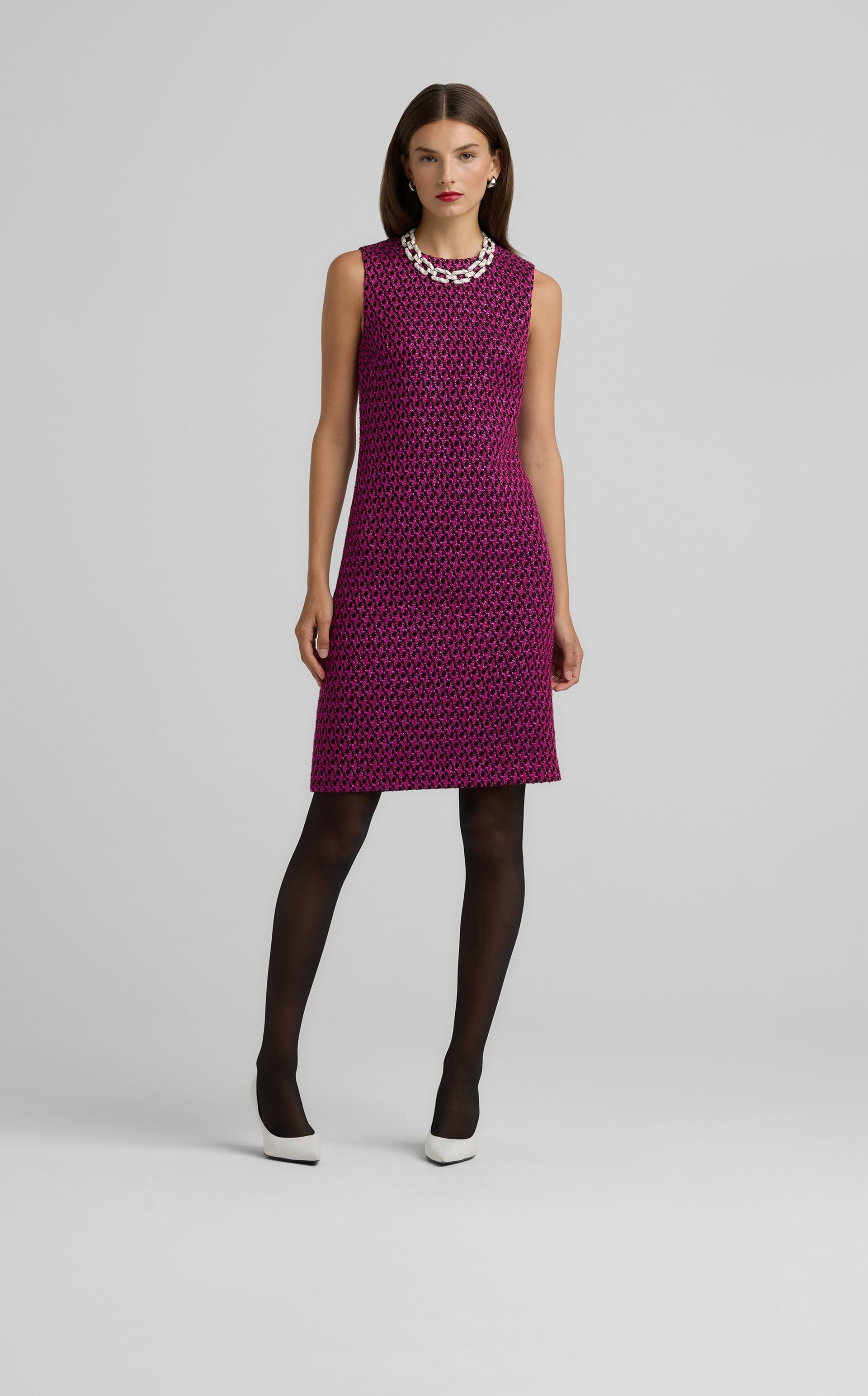 Sleeveless Tweed Knit Dress – St. John Knits