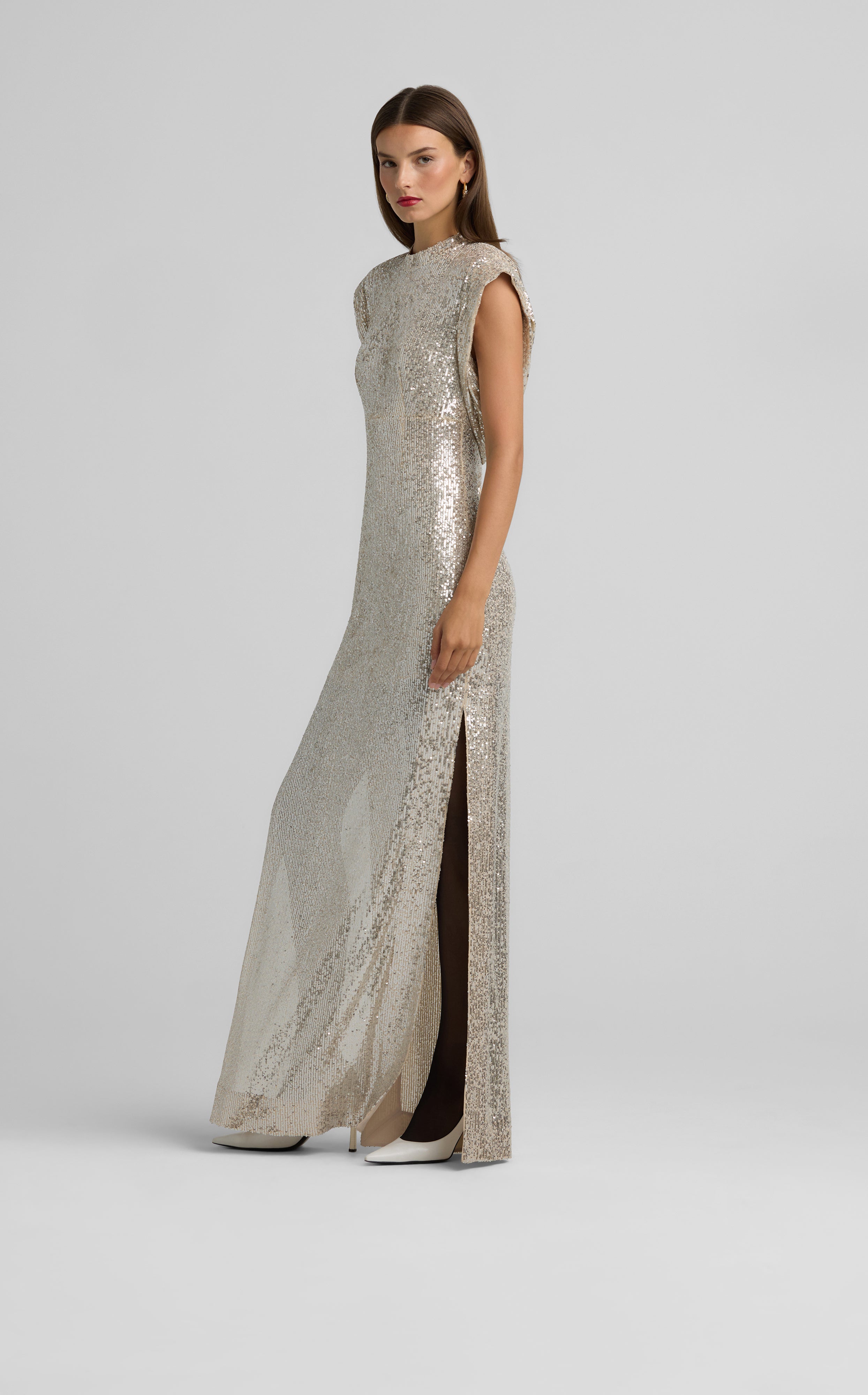 Cap Sleeve Sequin Draped Gown – St. John Knits