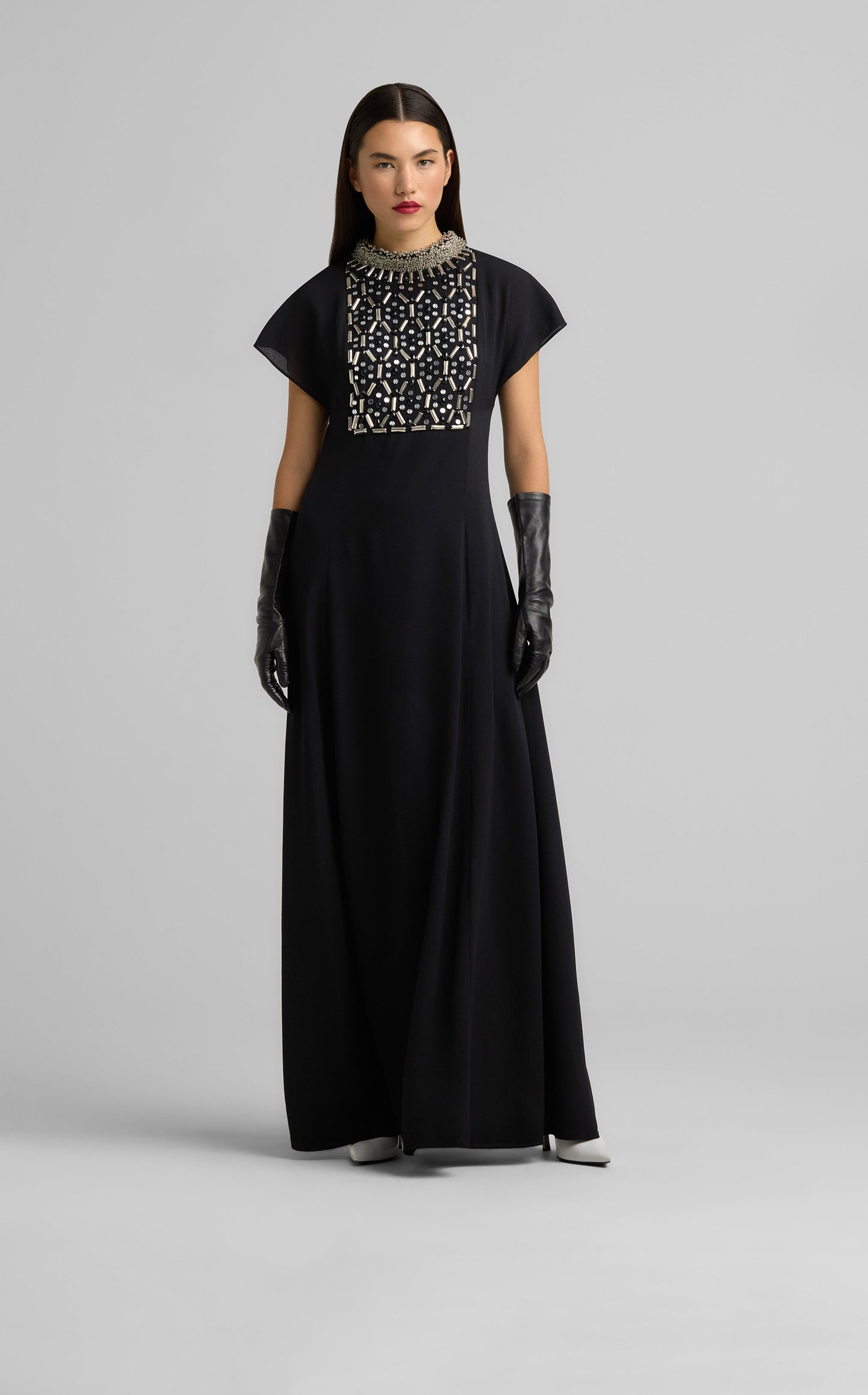 Embellished Cap Sleeve Gown