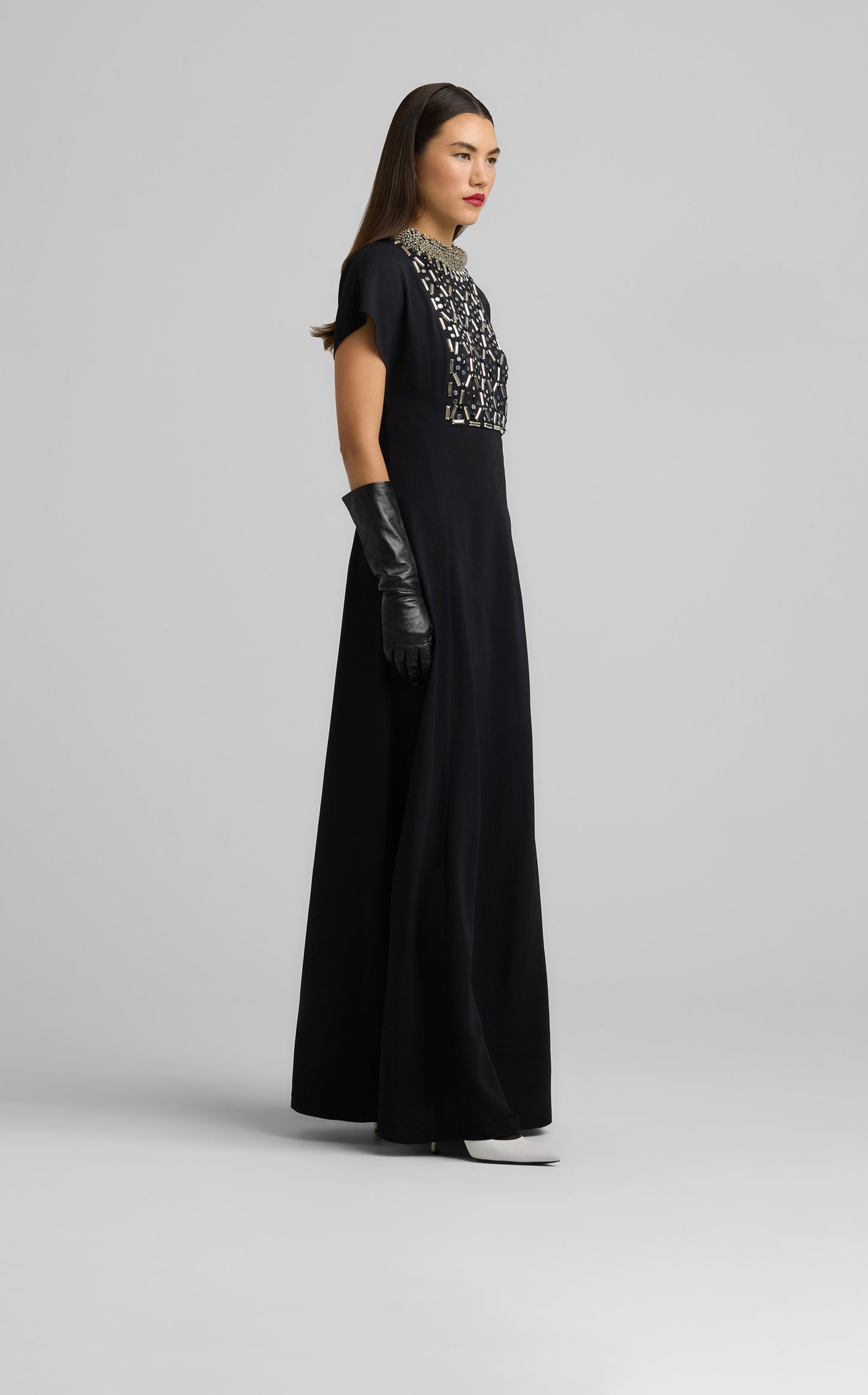 Embellished Cap Sleeve Gown