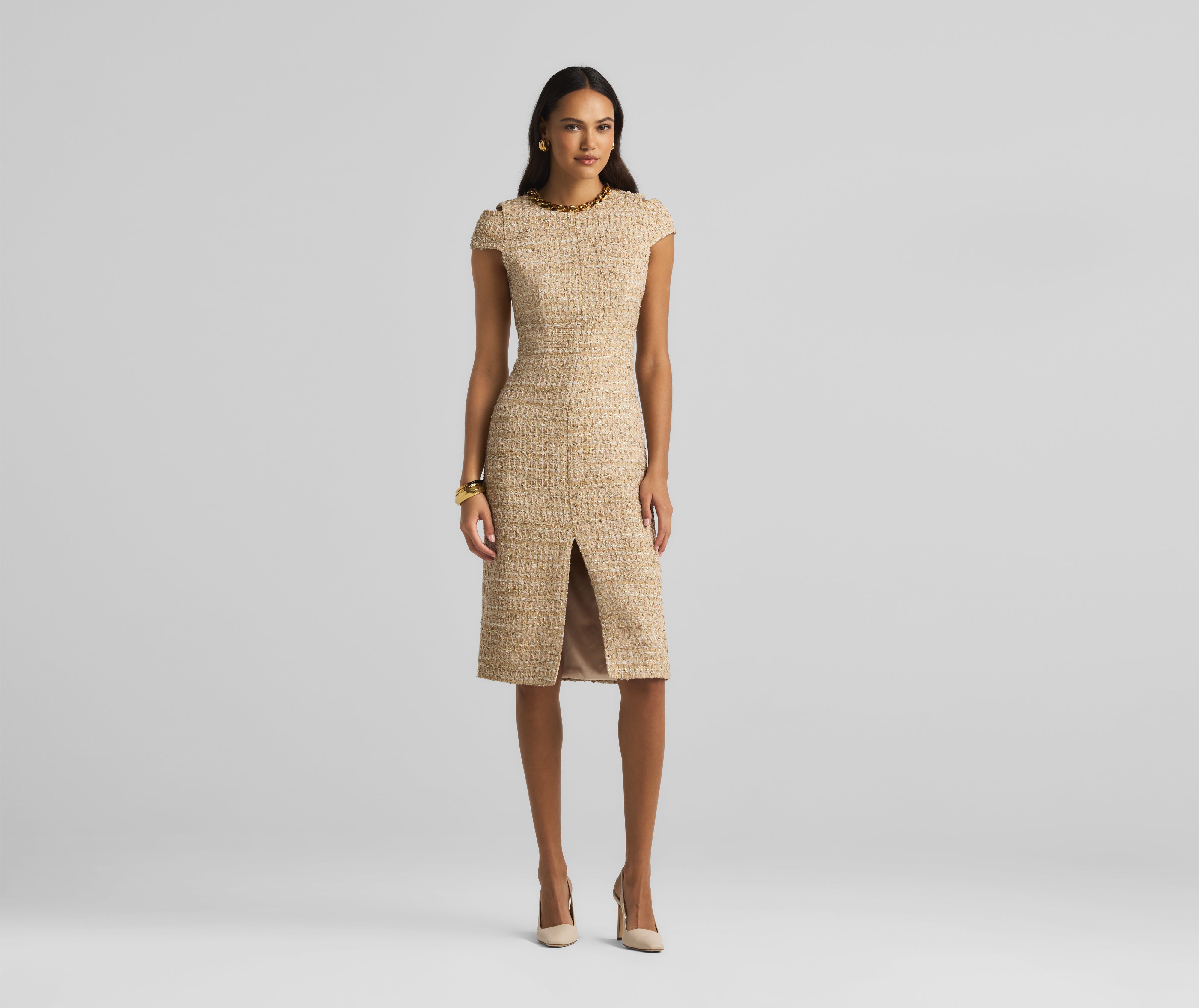 Phoebe Dress in Linden Tweed – St. John Knits