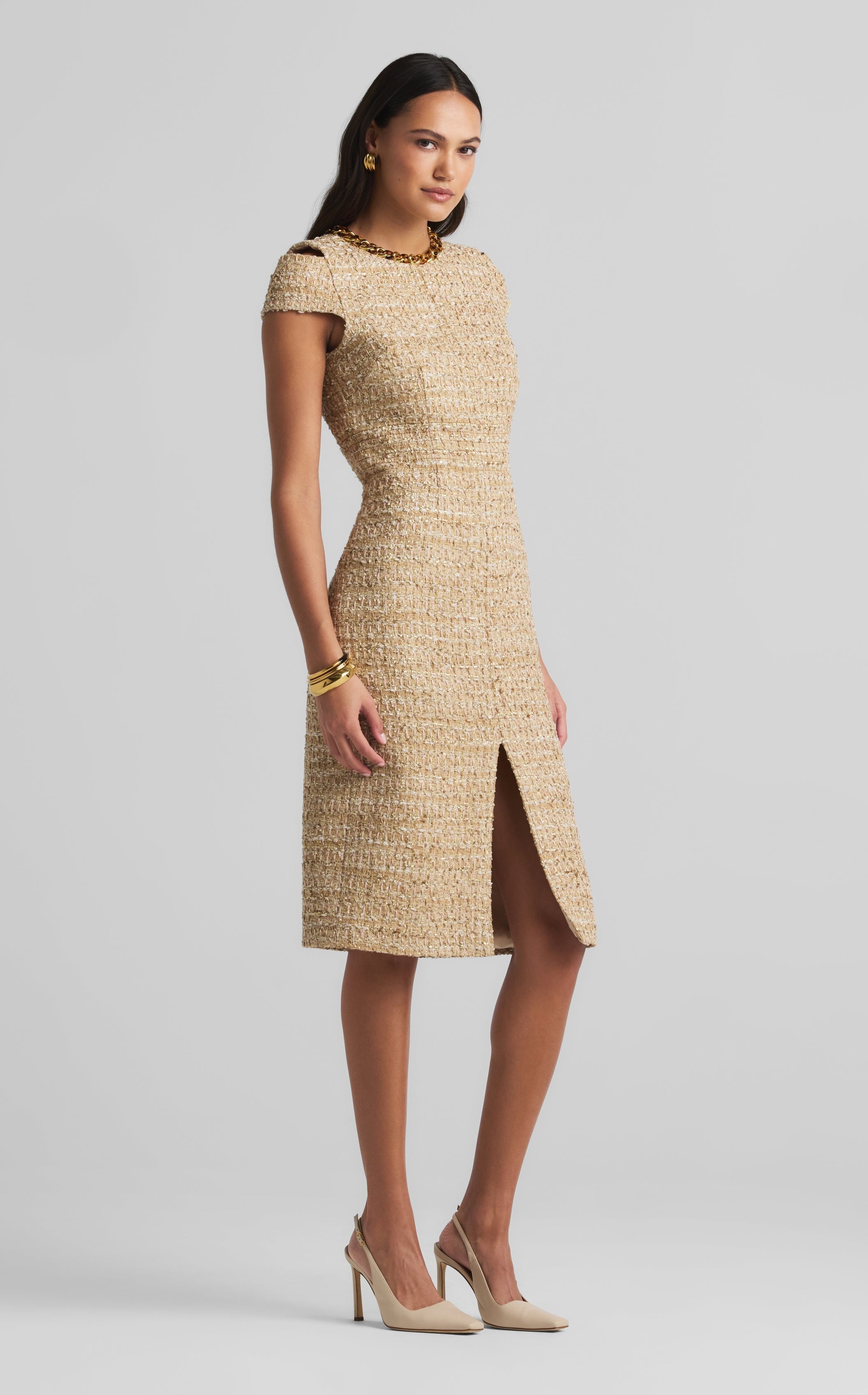 Phoebe Dress in Linden Tweed – St. John Knits