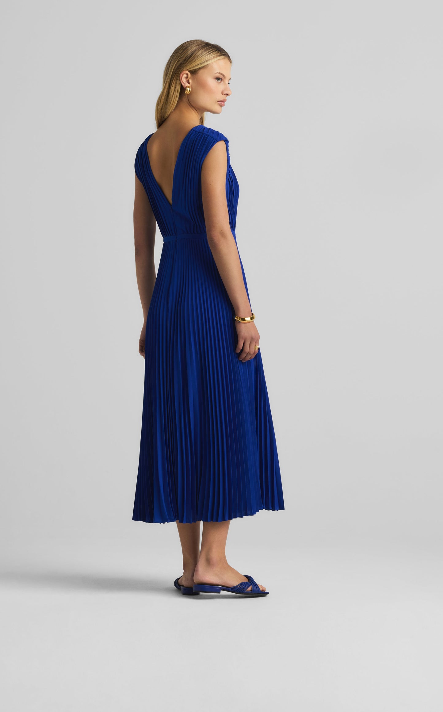 Pleated Keyhole Dress