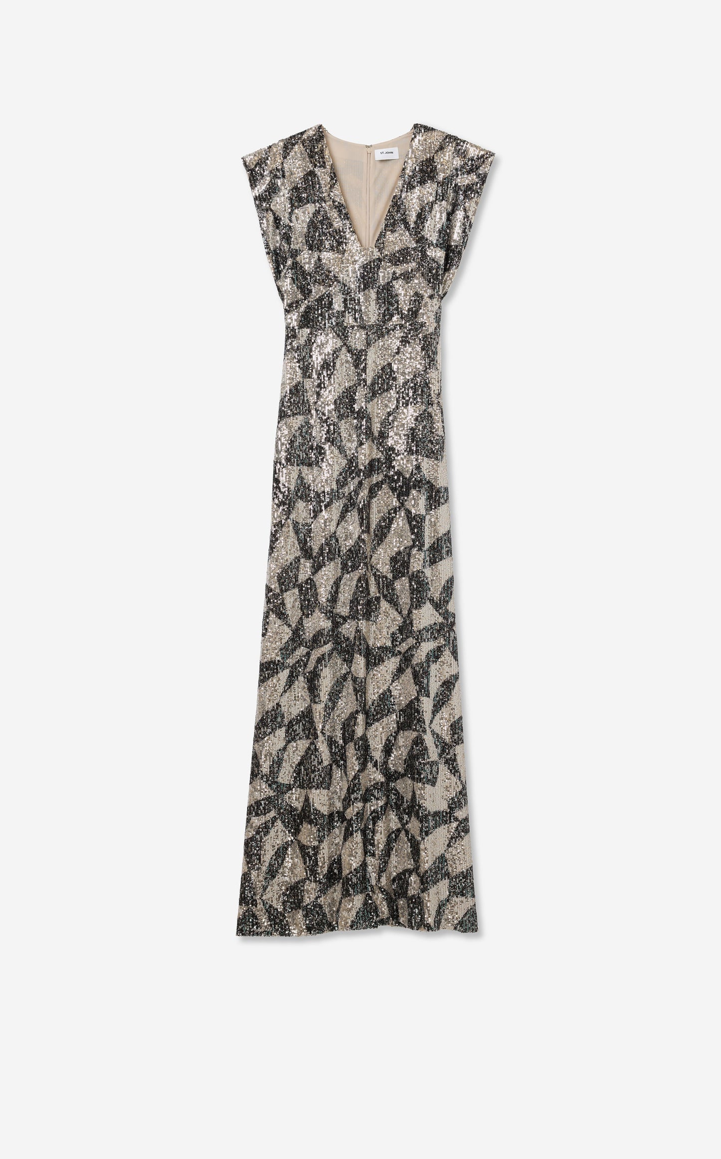 London Gown in Stretch Geo Paillettes