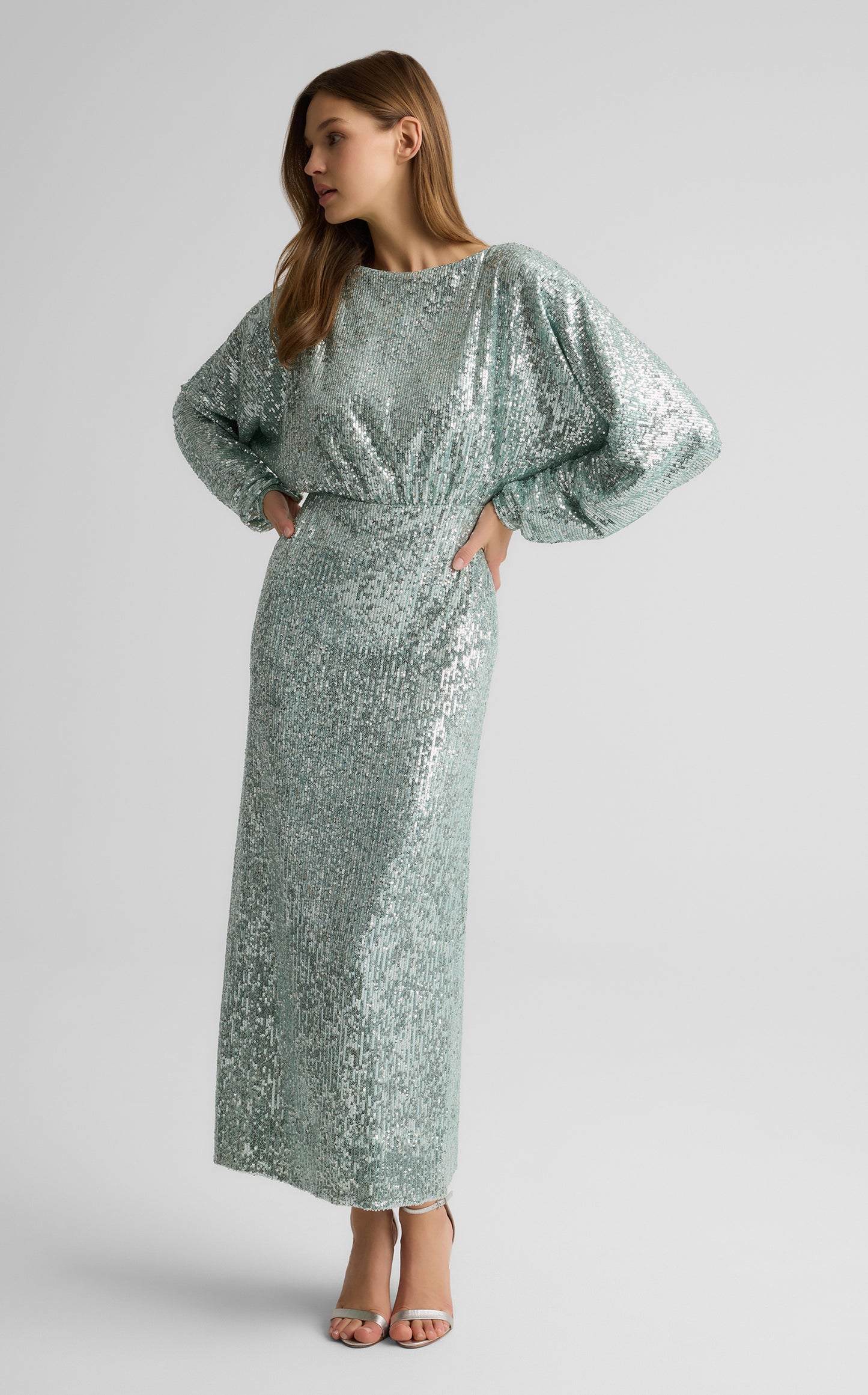 Emmy Dress in Stretch Paillette