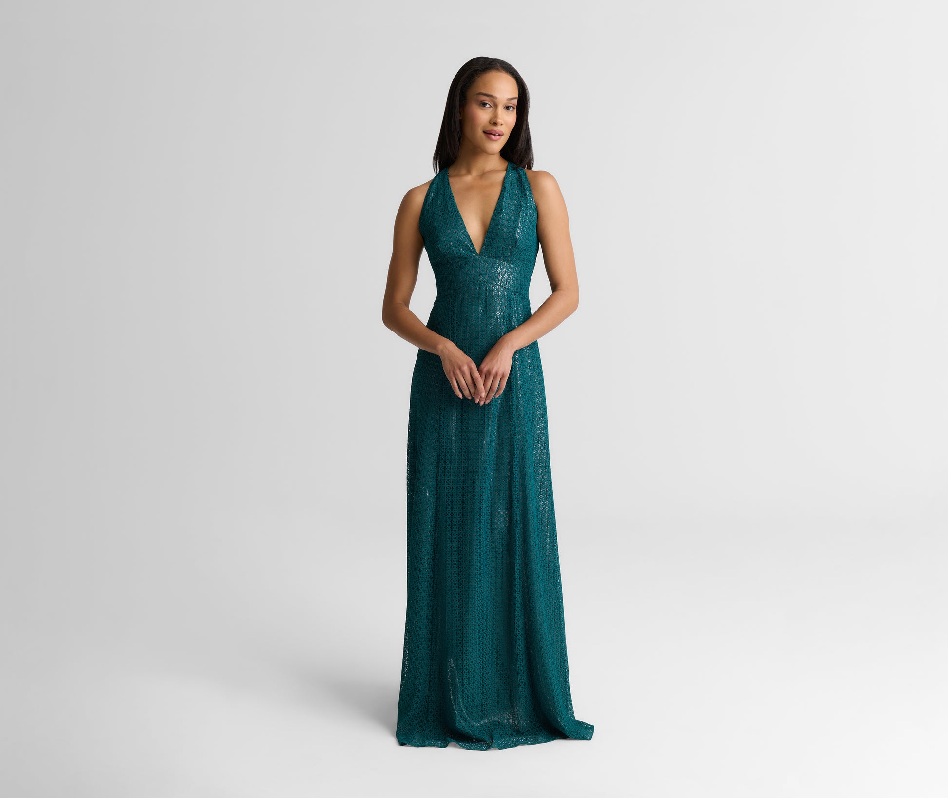 Janice Gown In Geometric Lace – St. John Knits