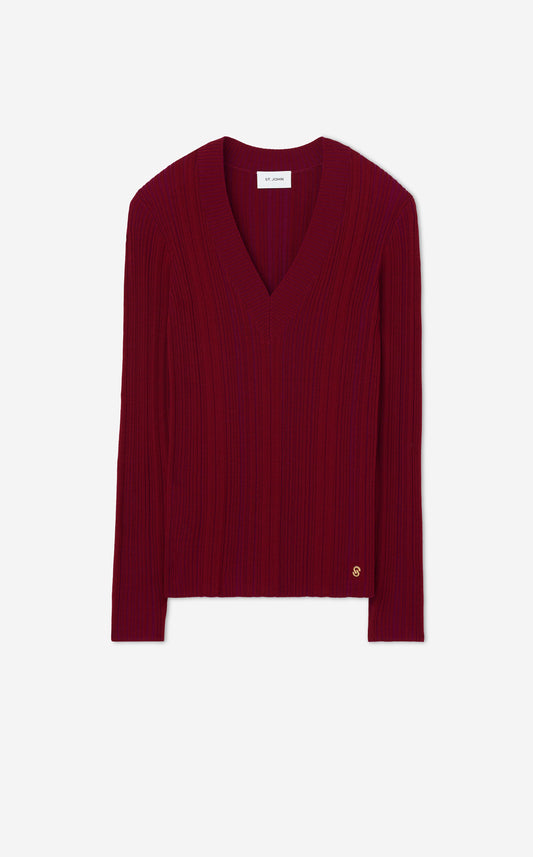 Plaited Rib V-Neck Sweater