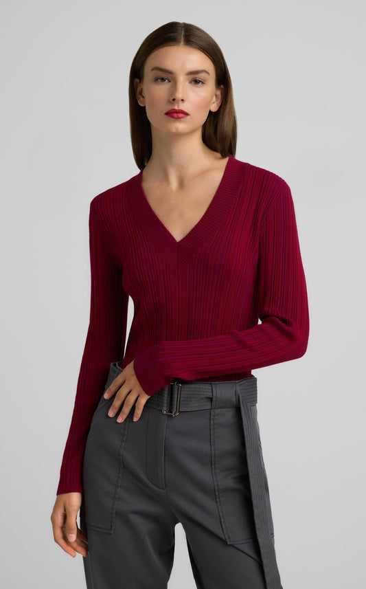 Plaited Rib V-Neck Sweater