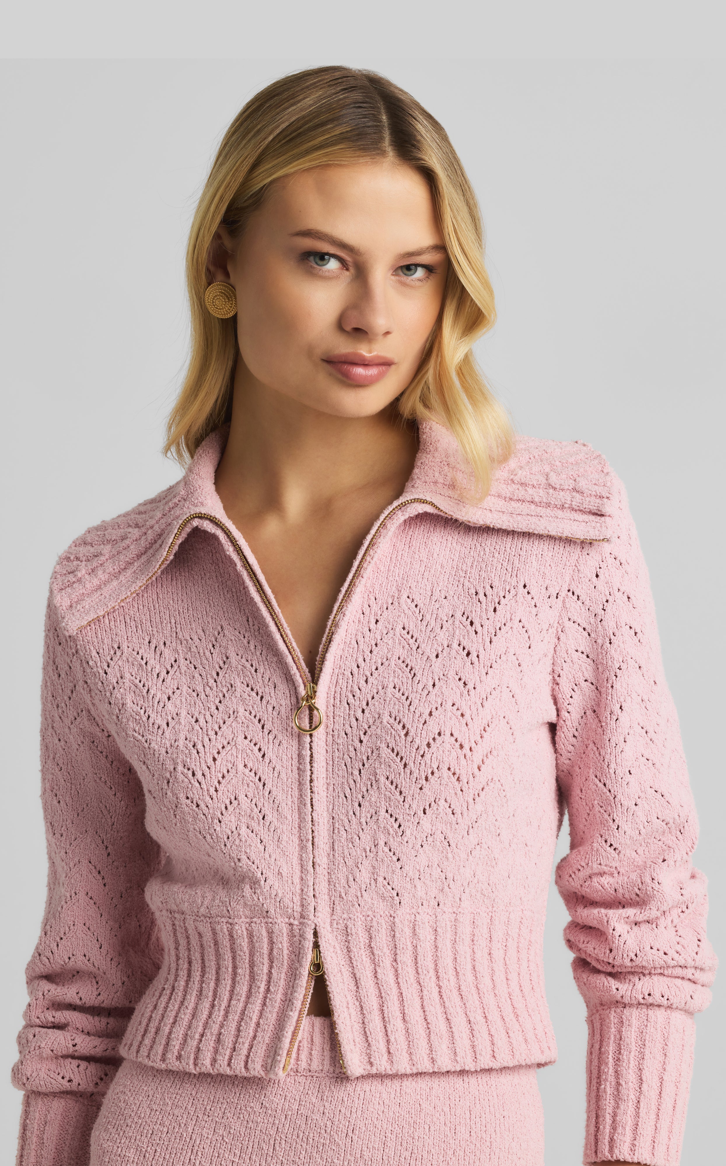 Bristol Tweed Knit Cardigan pink Sサイズ herlipto Bristol Tweed Knit Cardigan