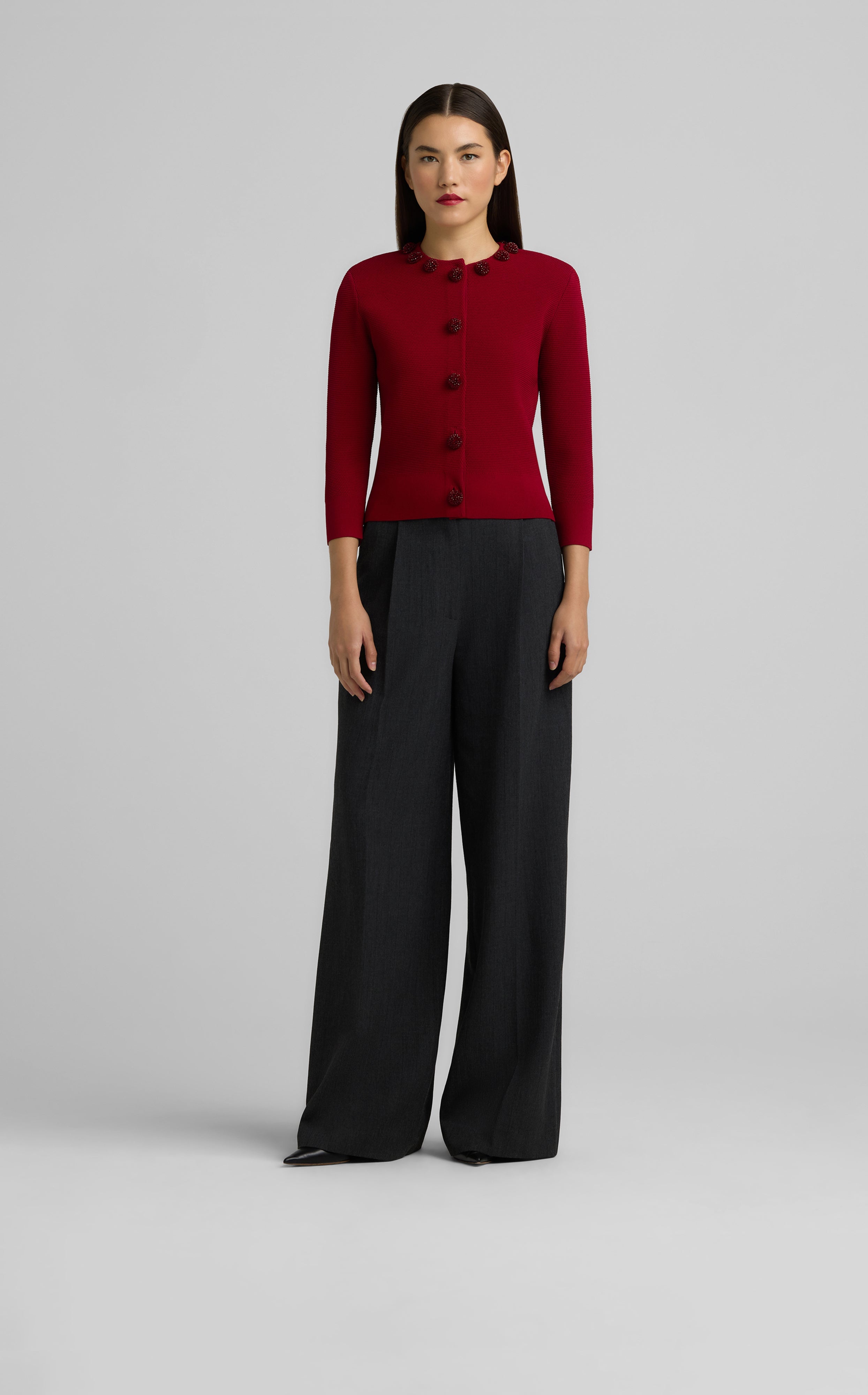 Pique Knit Jeweled Cardigan